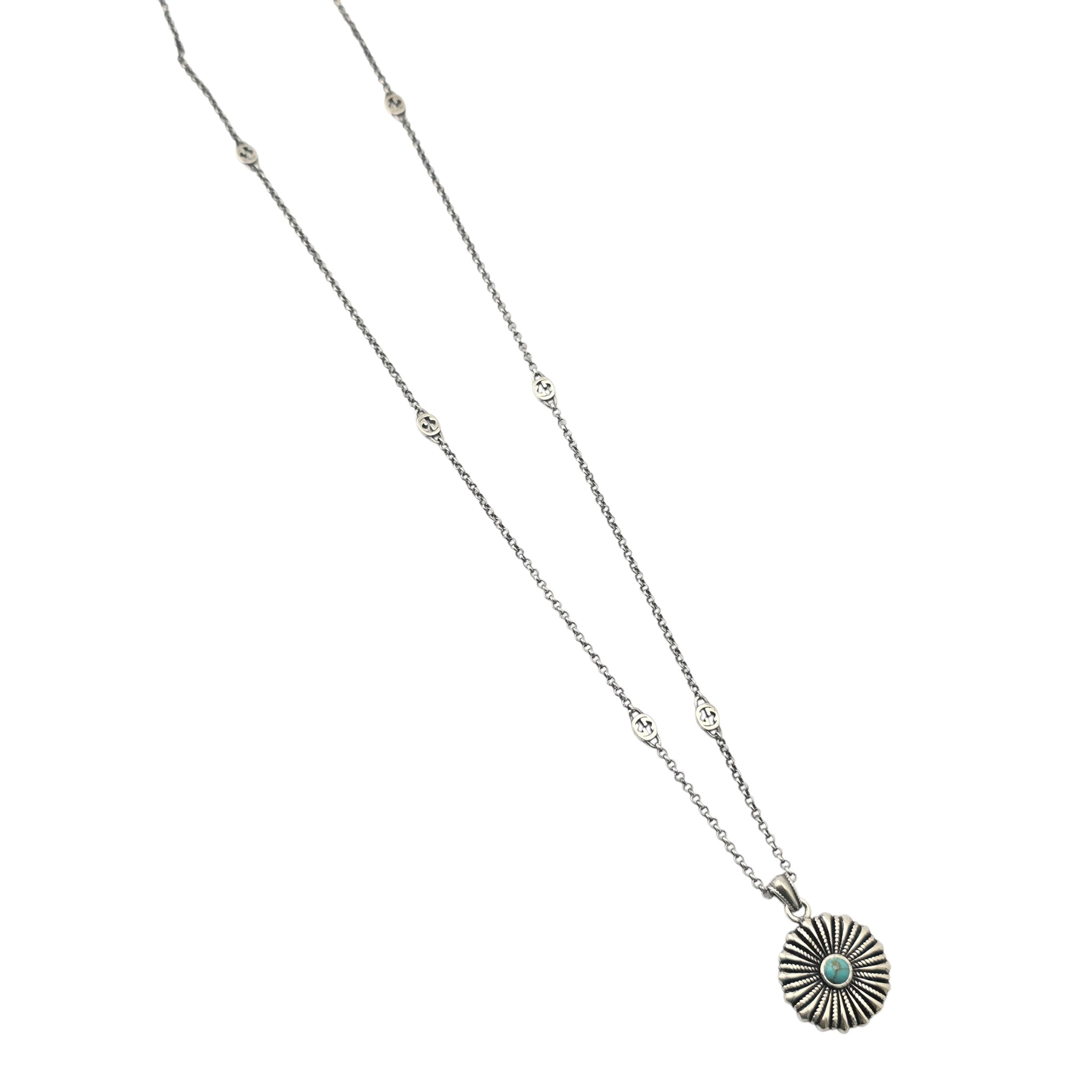 GUCCI Interlocking G Flower Sterling Silver Necklace GUCCI