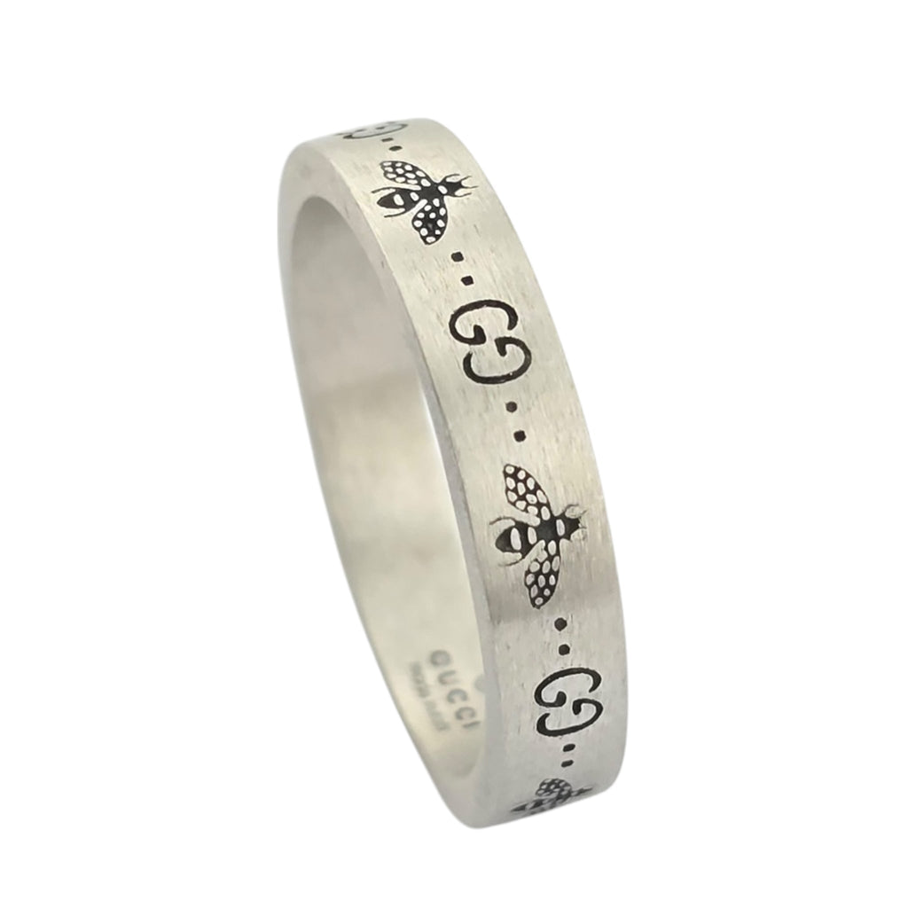 GUCCI GG Bee Motif Sterling Silver Ring GUCCI