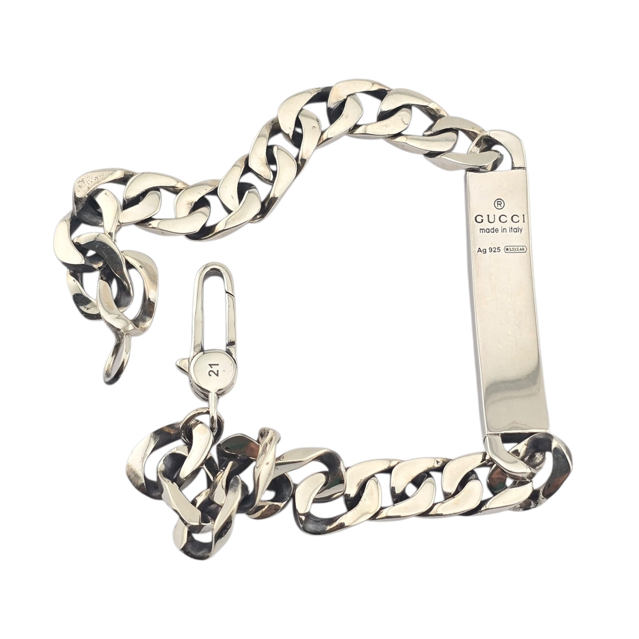 GUCCI Sterling Silver Ghost Bar Plate Link Bracelet GUCCI