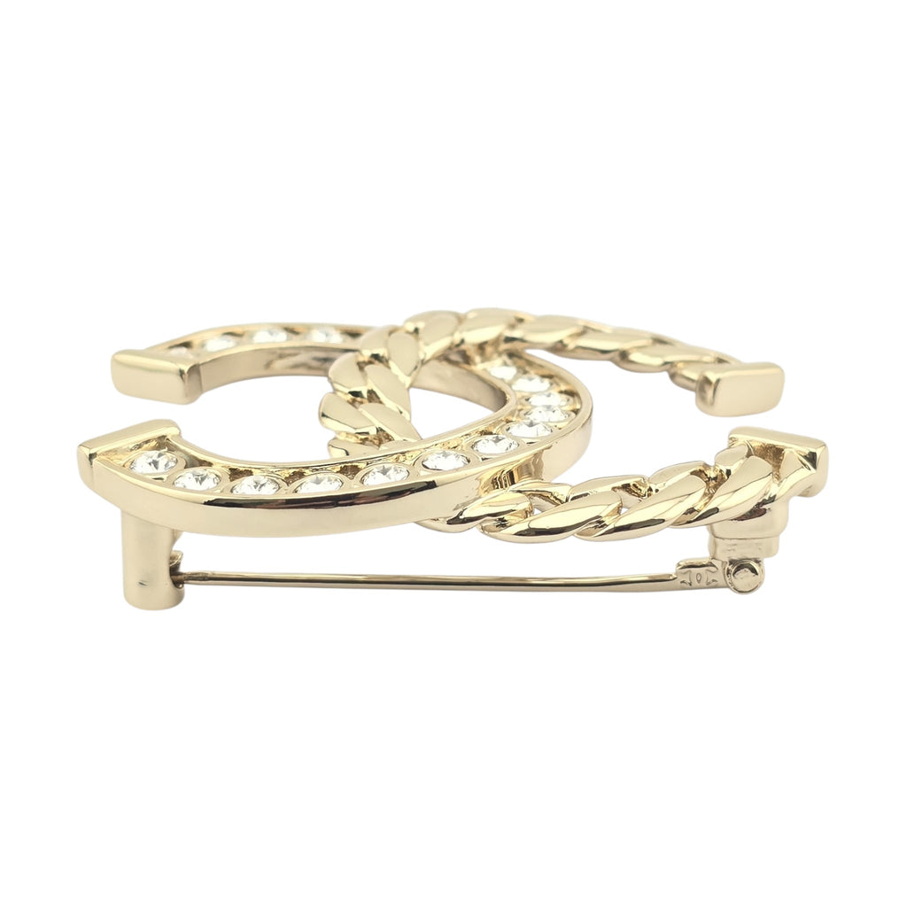 Chanel CC Gold Crystal Brooch 2024 CHANEL