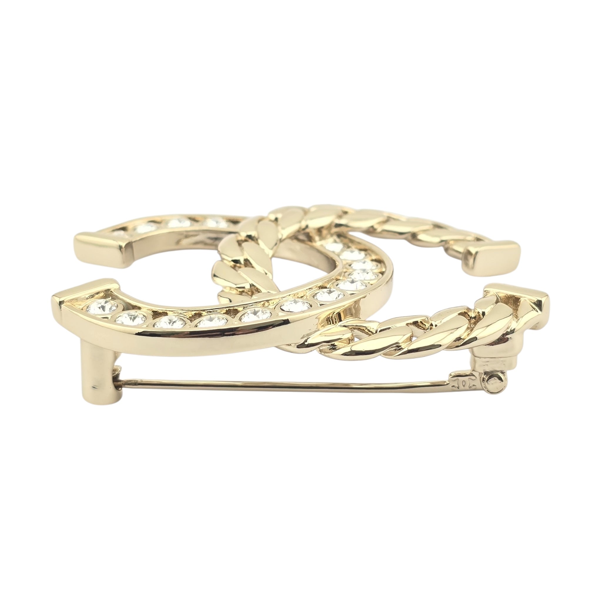 Chanel CC Gold Crystal Brooch 2024 CHANEL