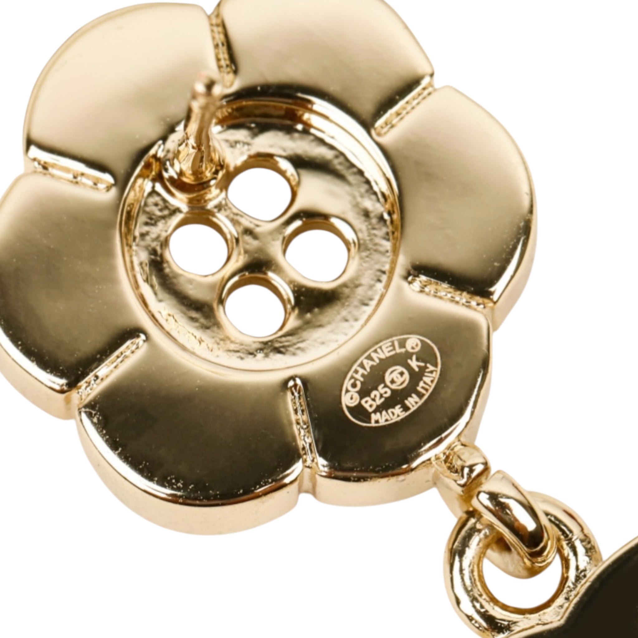 Chanel CC Camellia Drop Gold Earrings 2025 CHANEL