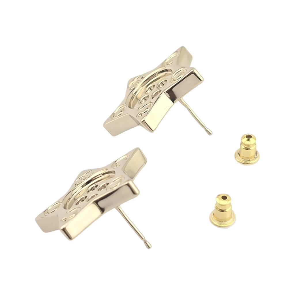 Chanel Logo Star Button Gold Earrings 2025 CHANEL