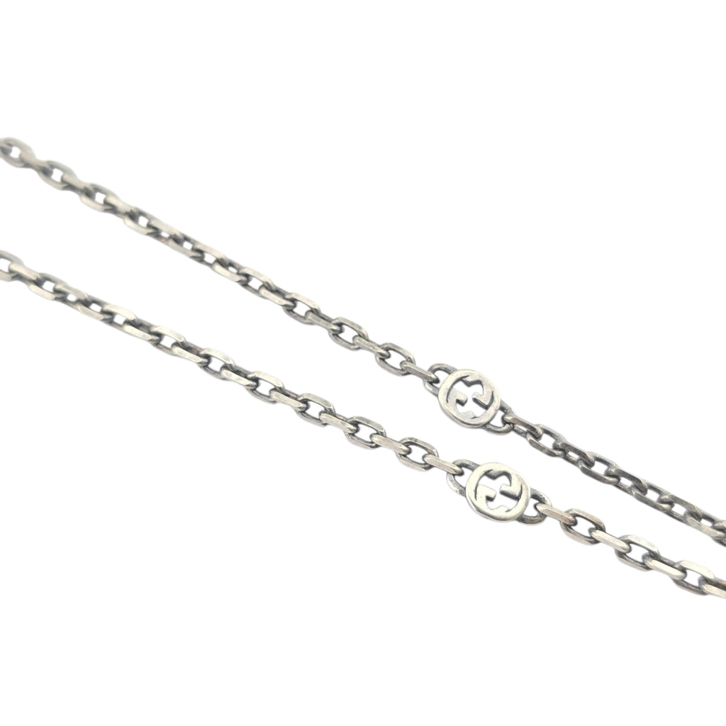 GUCCI Heart Interlocking G Silver Necklace GUCCI