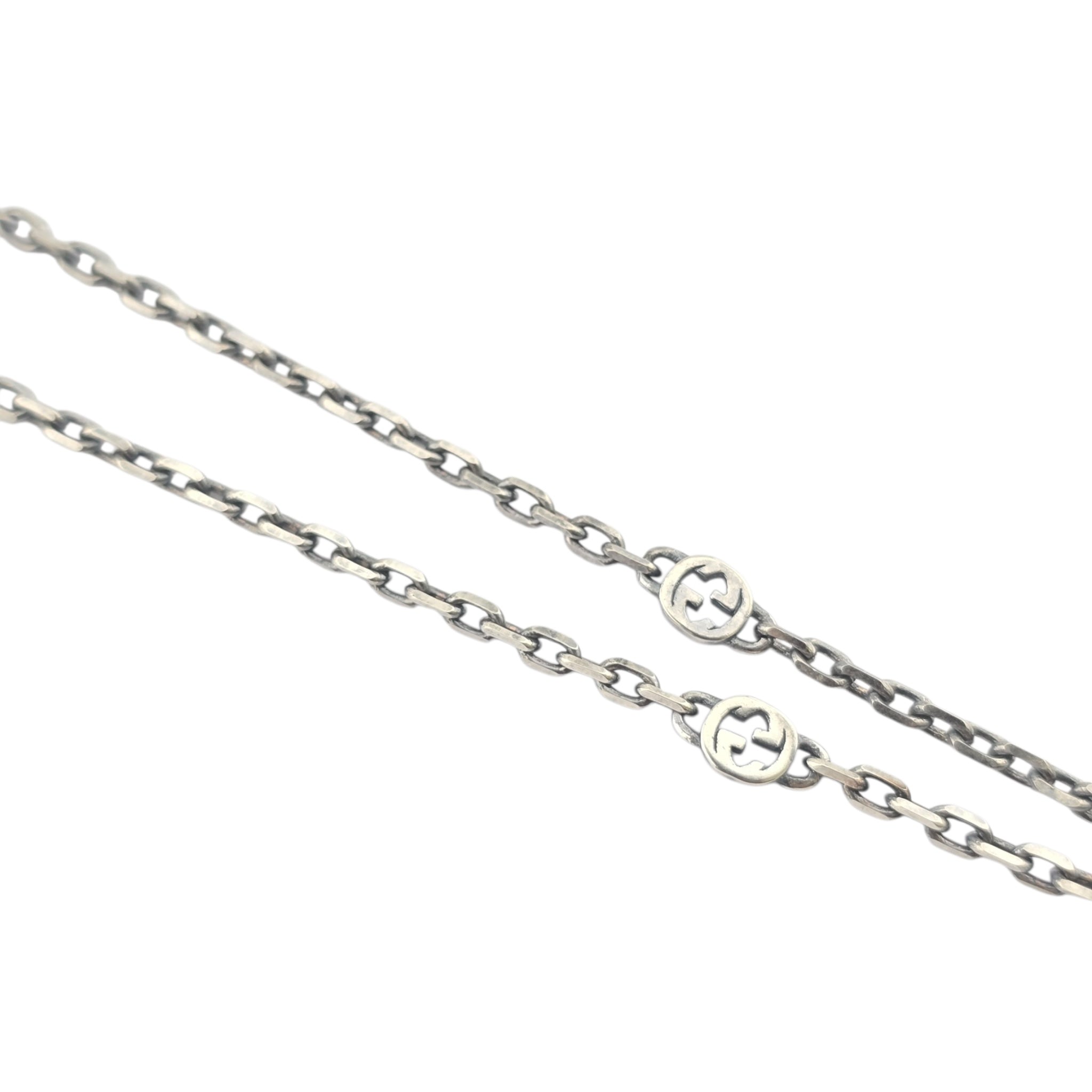 GUCCI Heart Interlocking G Silver Necklace GUCCI