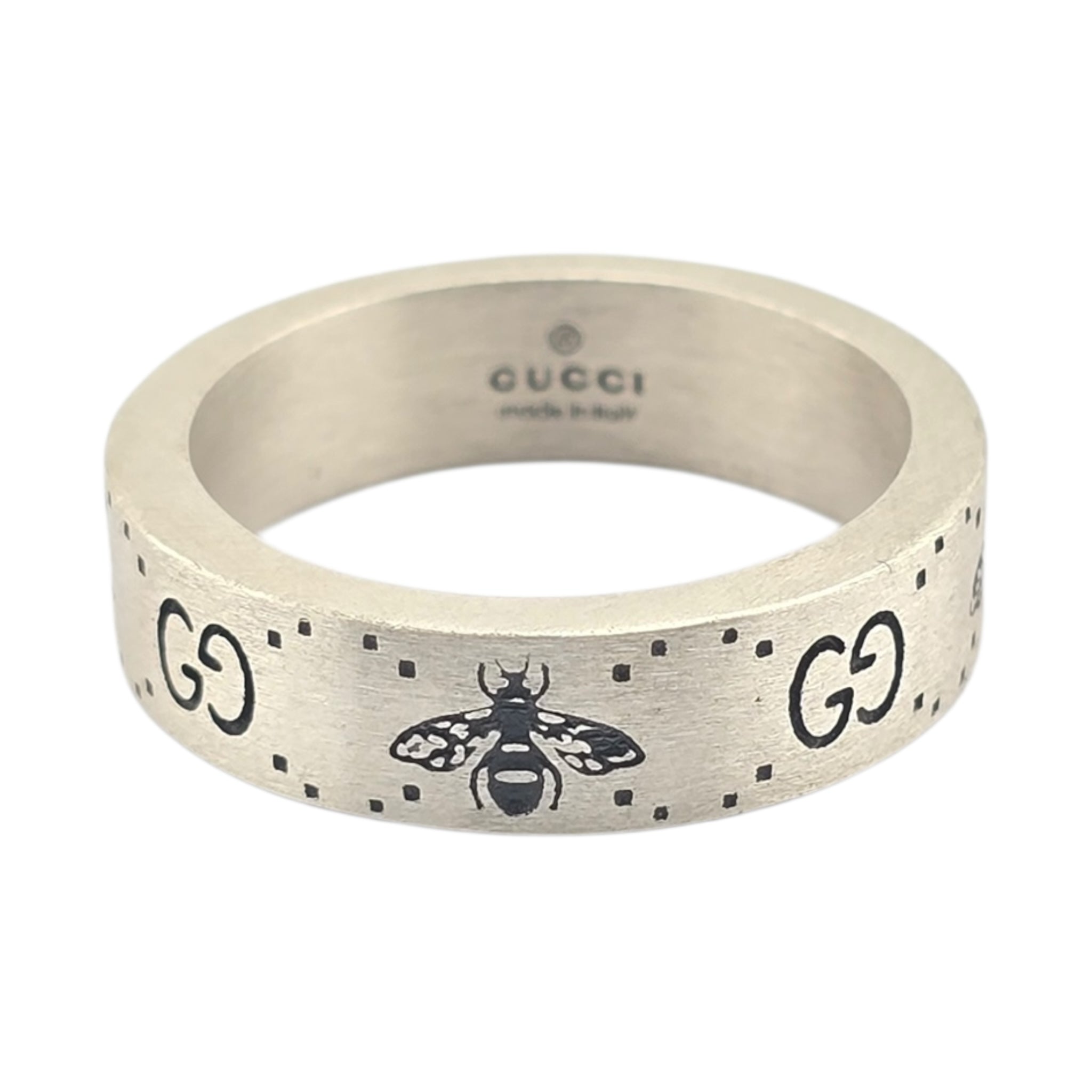 GUCCI GG Bee Motif 6mm Sterling Silver Ring GUCCI