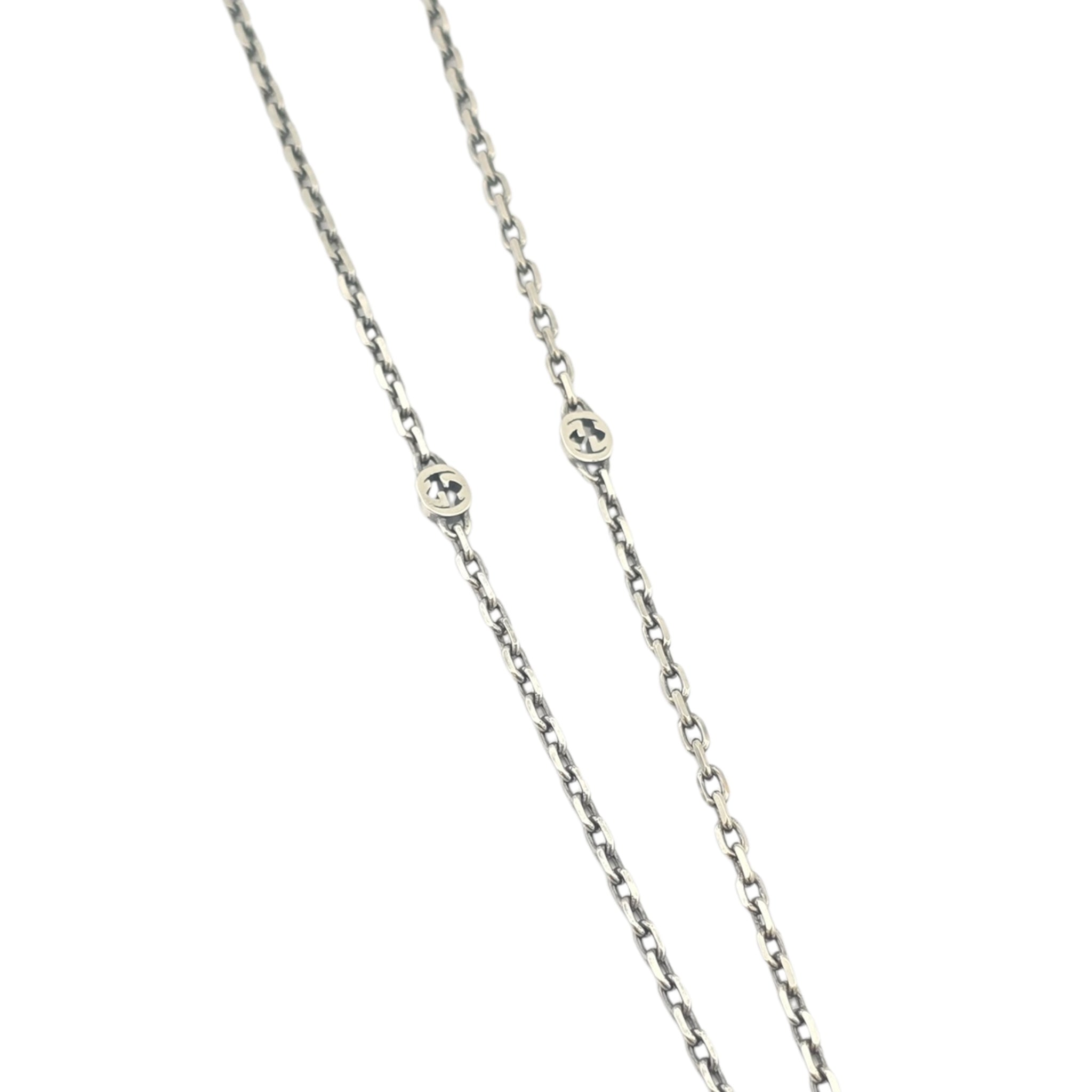 GUCCI Interlocking G Red Heart Silver Necklace GUCCI