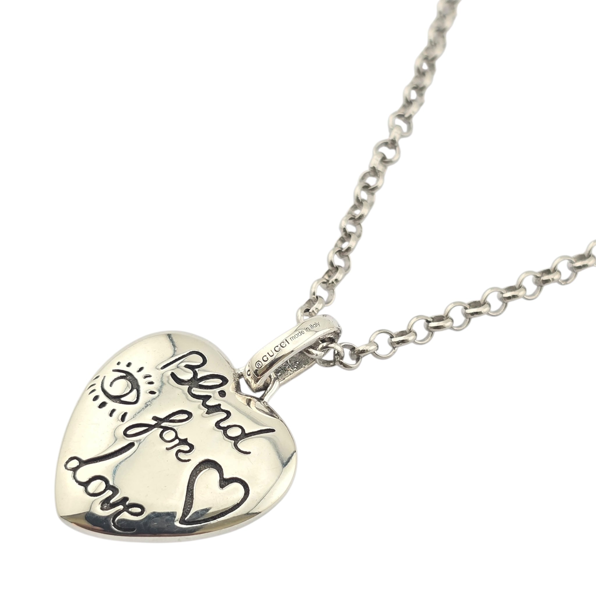 GUCCI Blind For Love Heart Sterling Silver Necklace GUCCI