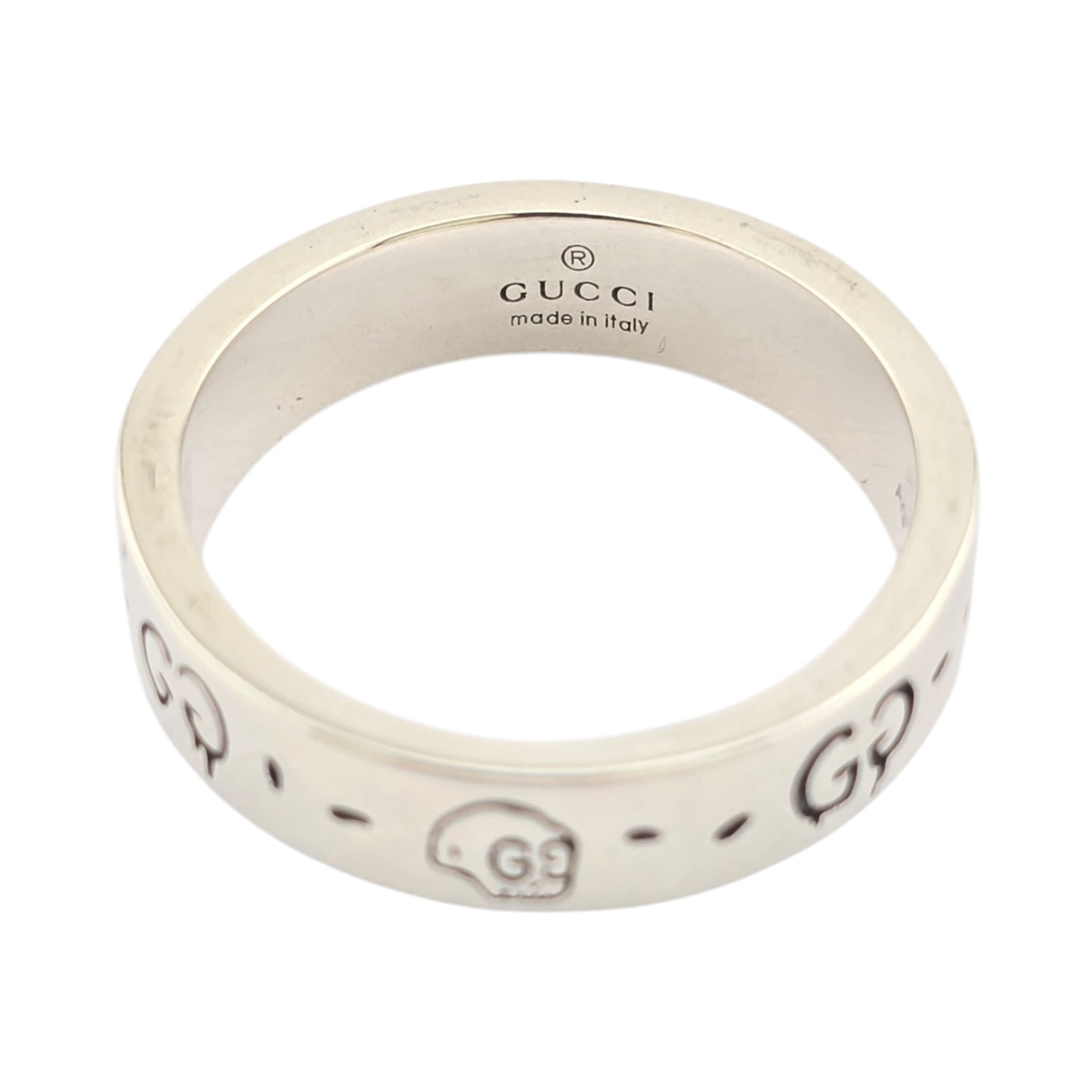 GUCCI Ghost Skull Silver GG Ring 4mm GUCCI