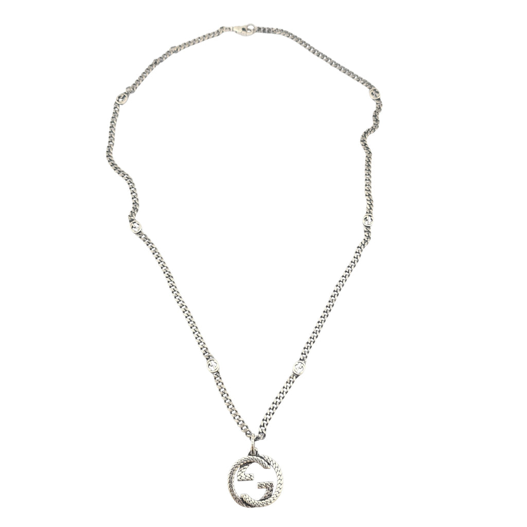 GUCCI GG Interlocking Silver Necklace 50cm GUCCI