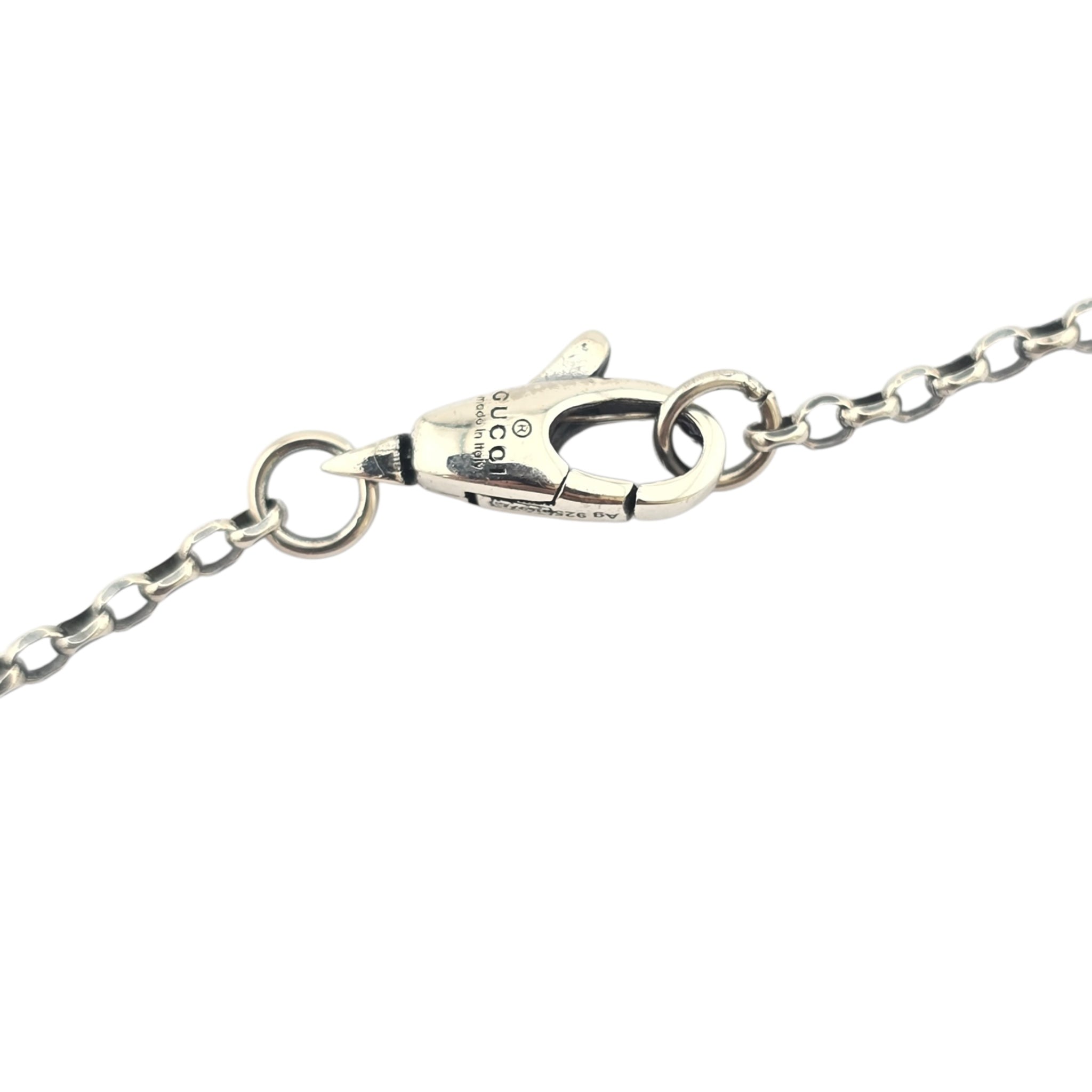 GUCCI GG Engraved Heart Charm Sterling Silver Bracelet GUCCI