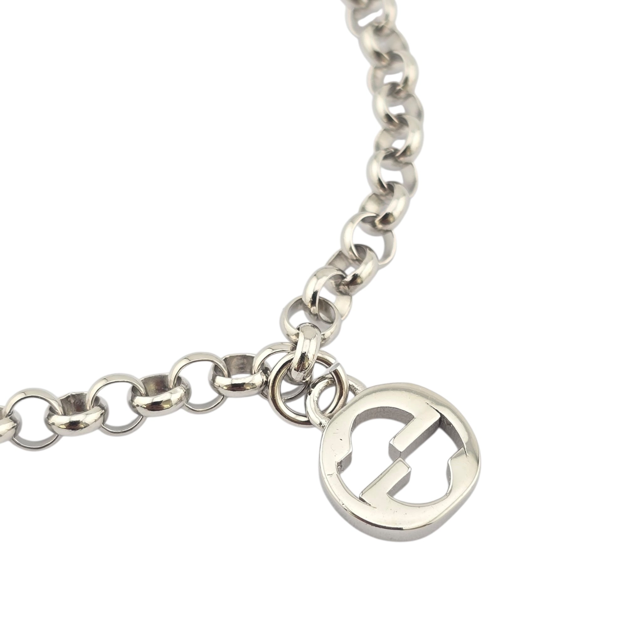 GUCCI GG Trademark Sterling Silver Charm Bracelet GUCCI