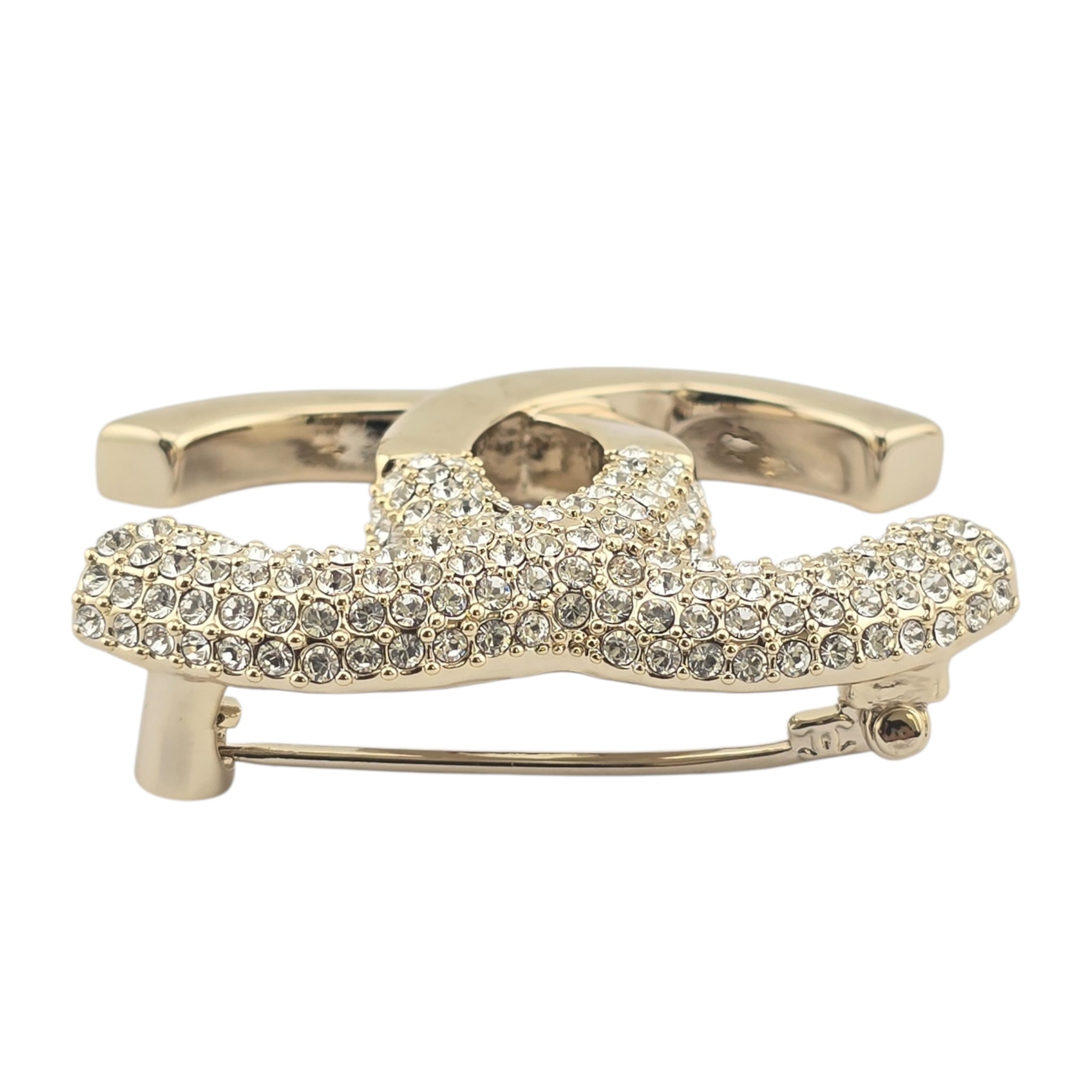 Chanel CC Gold Crystal Brooch 2022 CHANEL