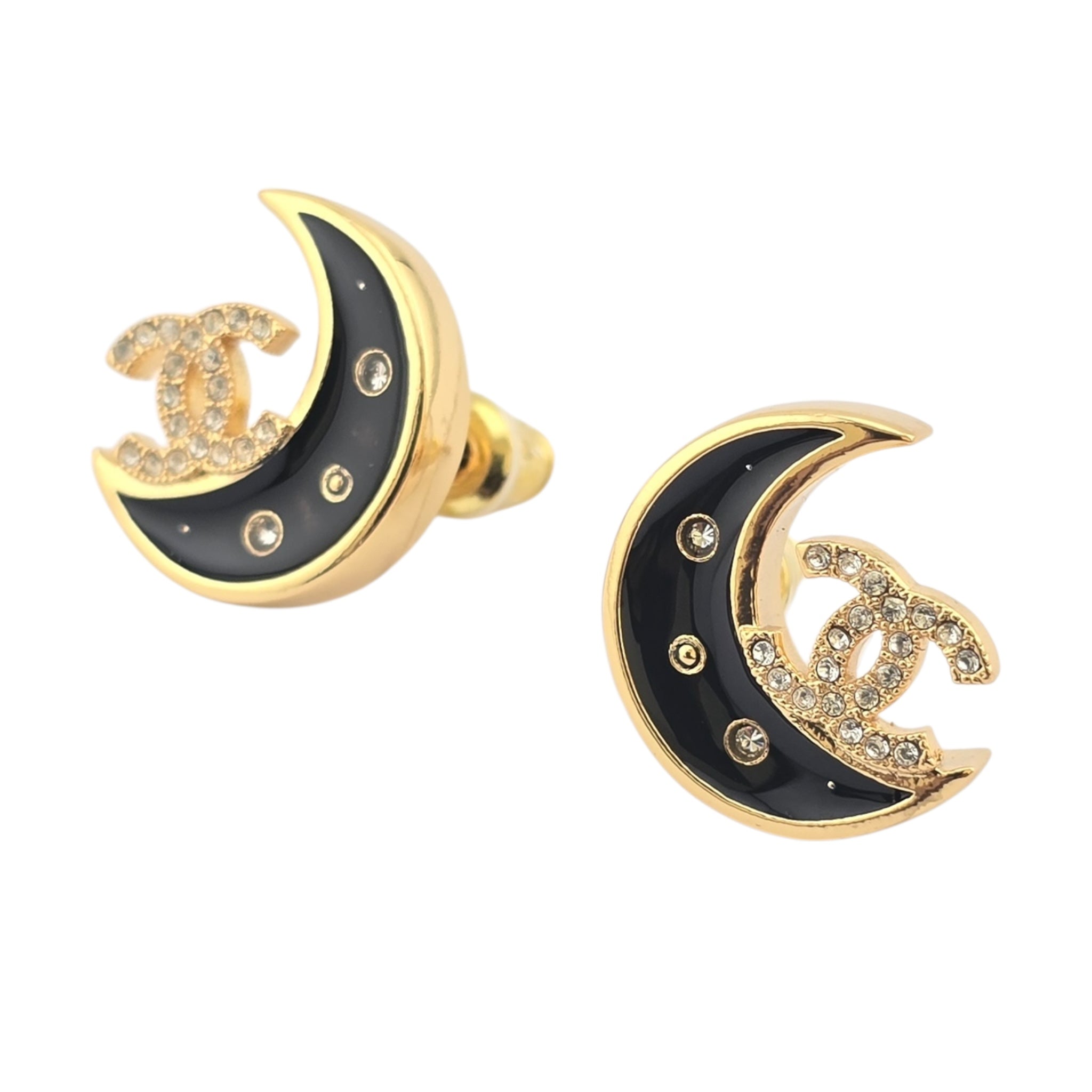 Chanel CC Black Gold Moon Earrings 2025 CHANEL