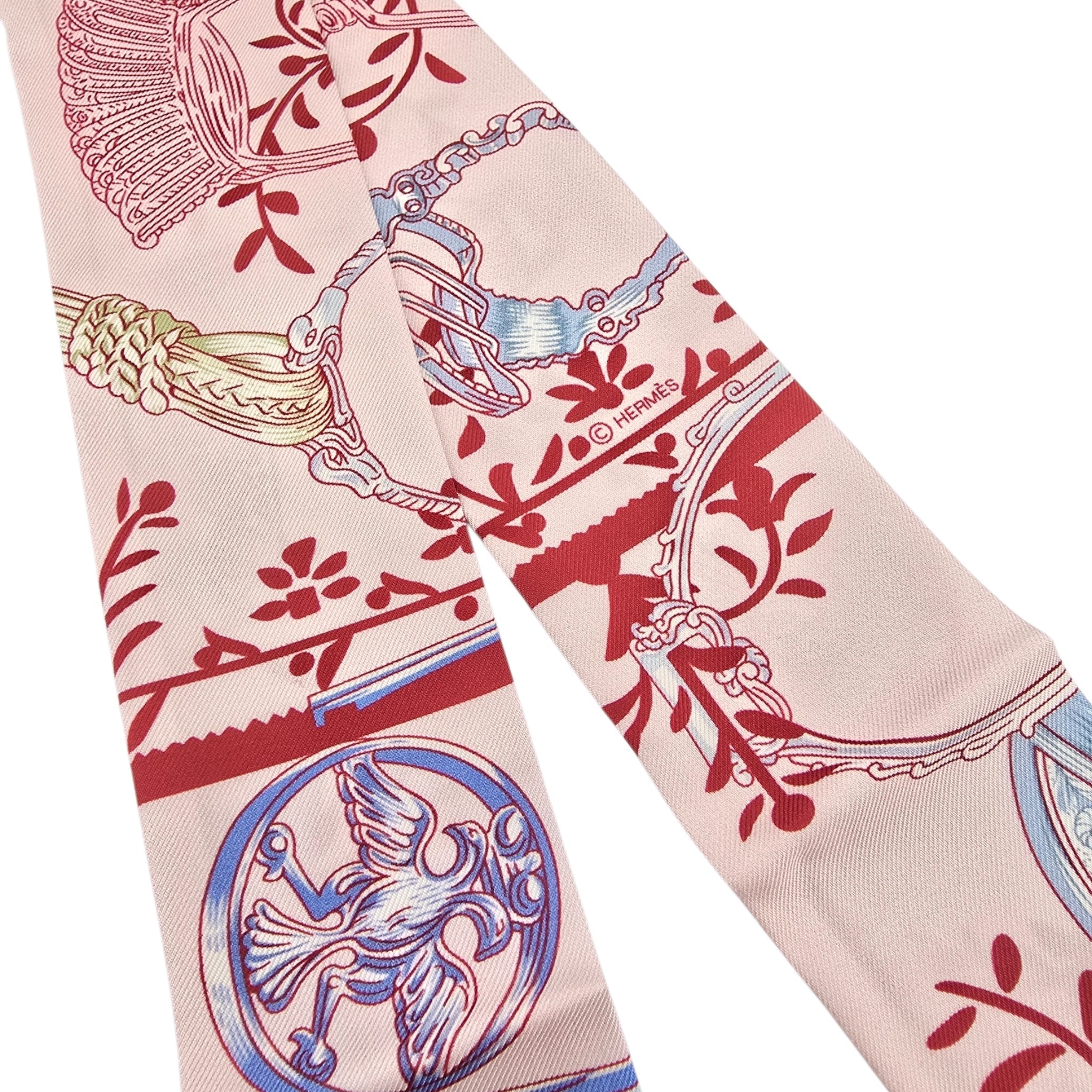 Hermes Silk Twilly Etriers Remix Pink HERMES