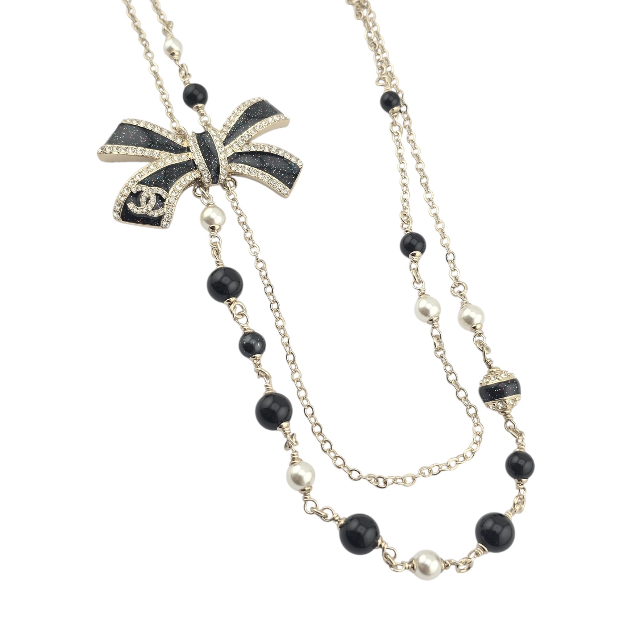 Chanel CC Gold Black Bow Necklace 2025 CHANEL