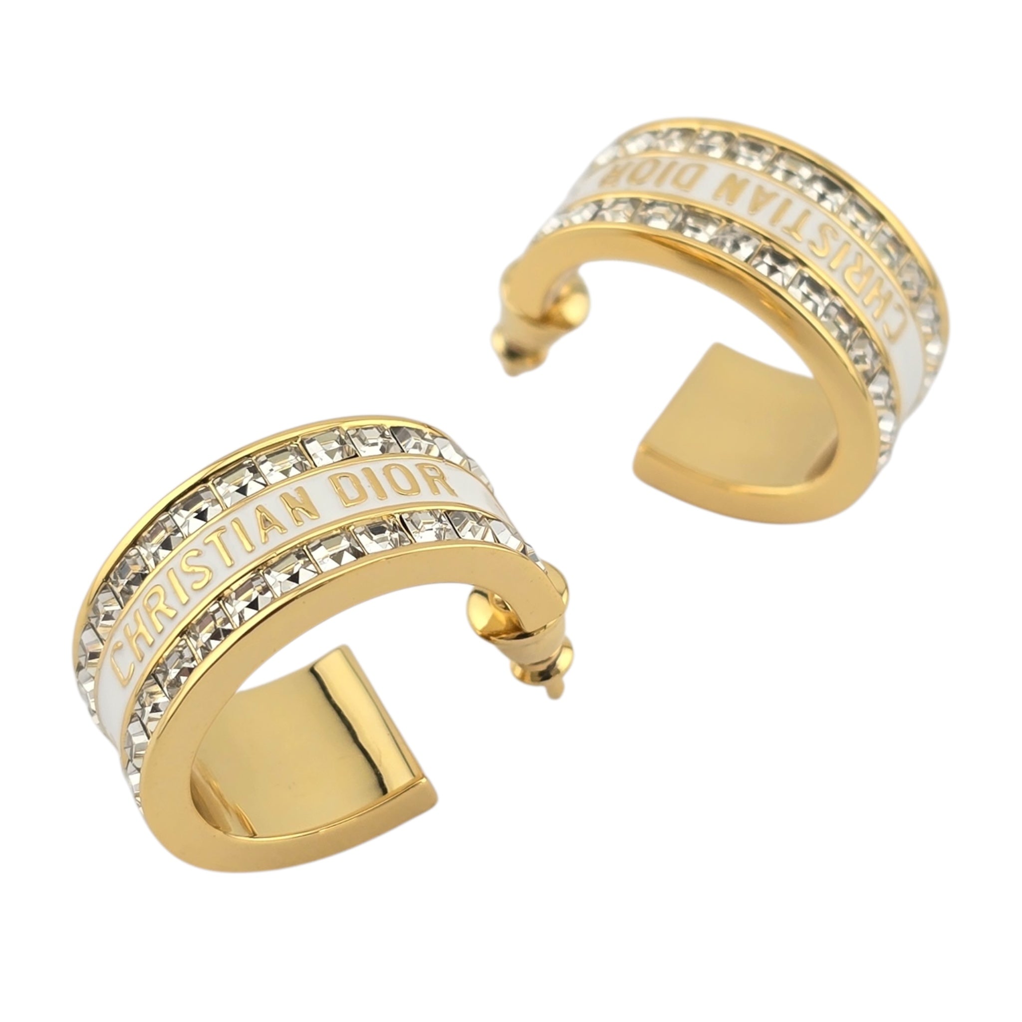 Christian Dior Night Code White Enamel Earrings DIOR