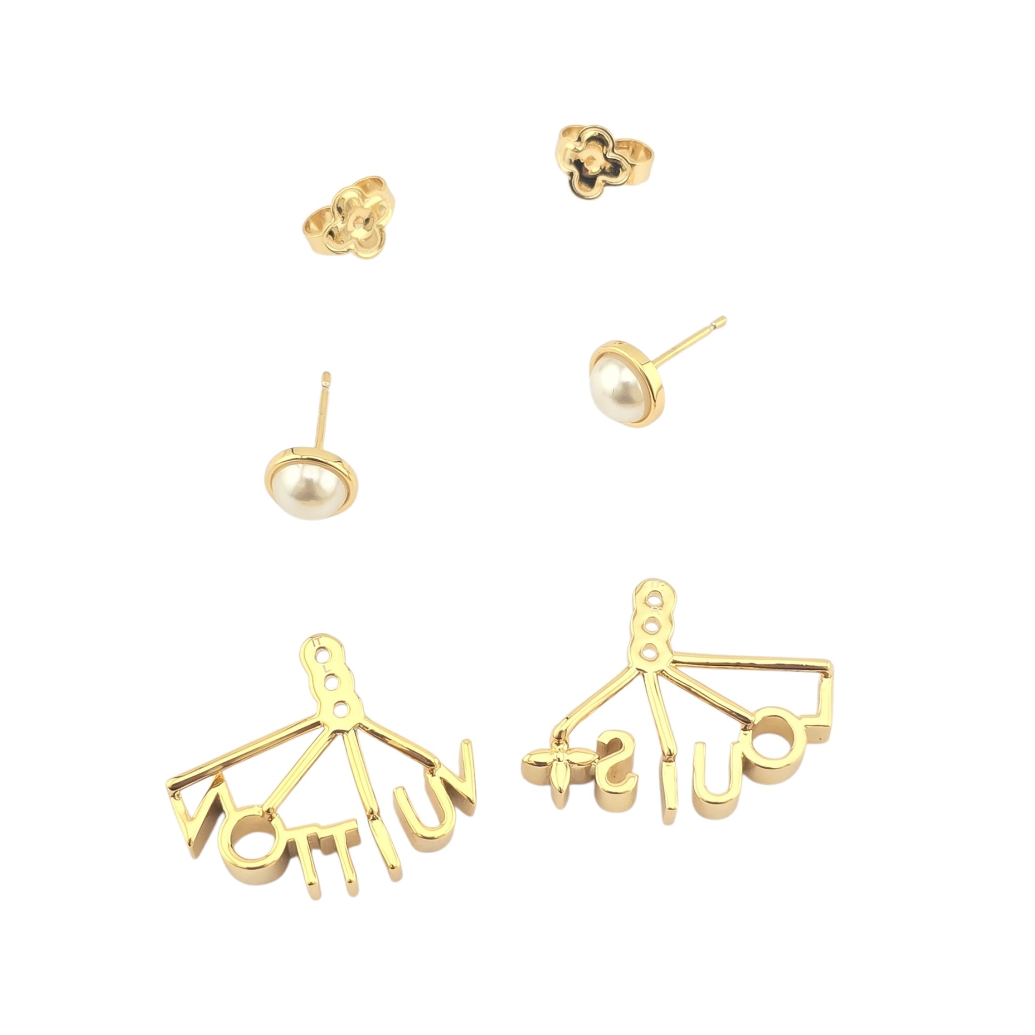 Louis Vuitton LV Spelling Gold Earrings LOUIS VUITTON
