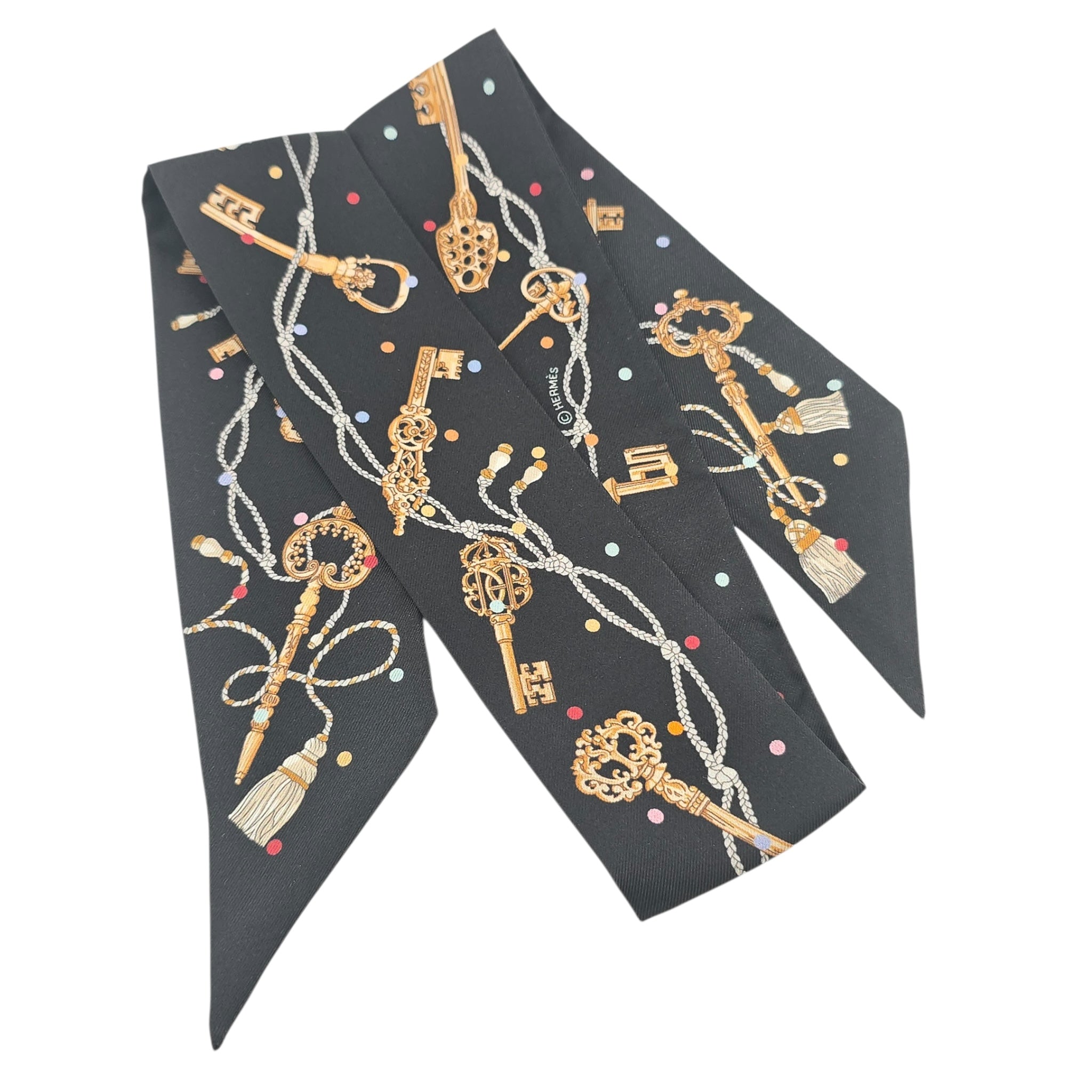 Hermes Silk Les Cles a Pois Twilly HERMES
