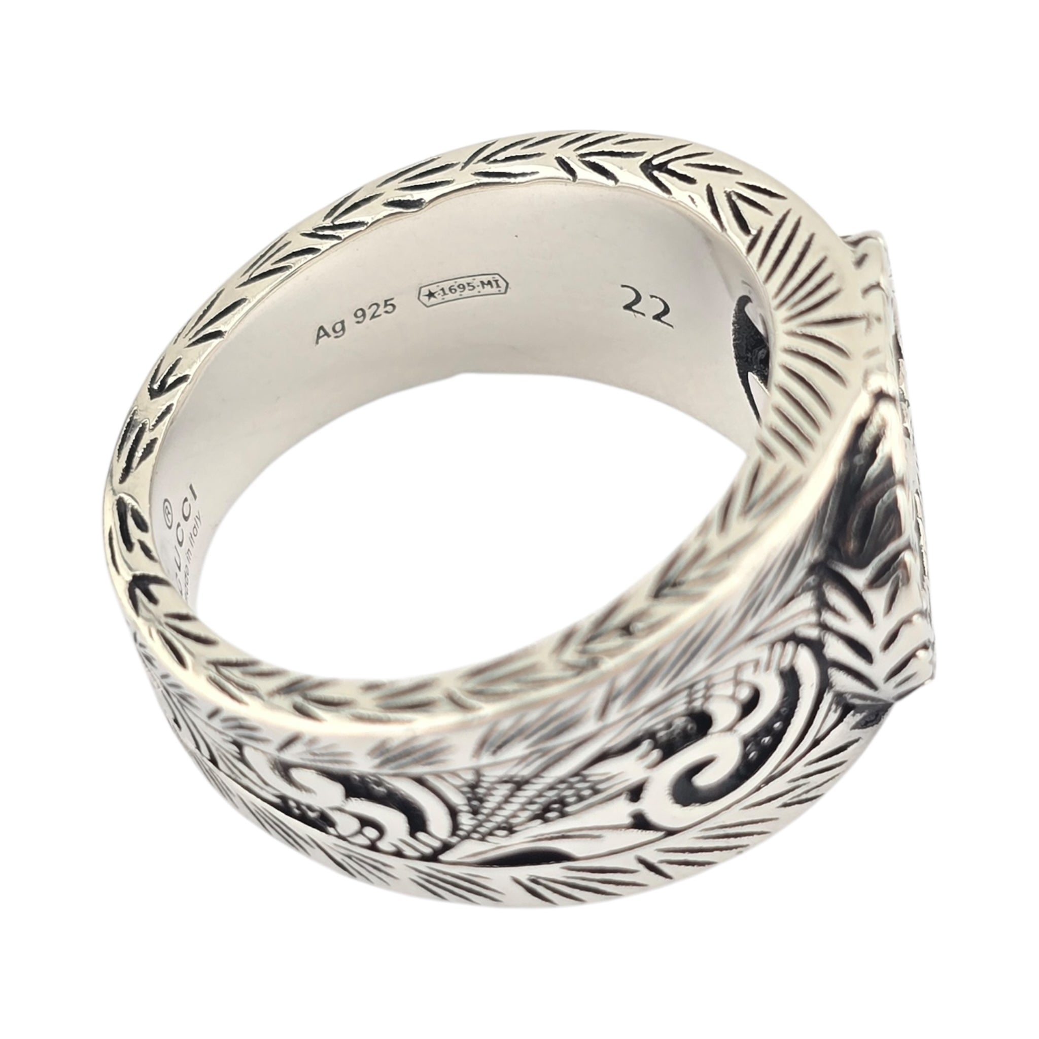 GUCCI Interlocking GG Paisley Silver Ring GUCCI