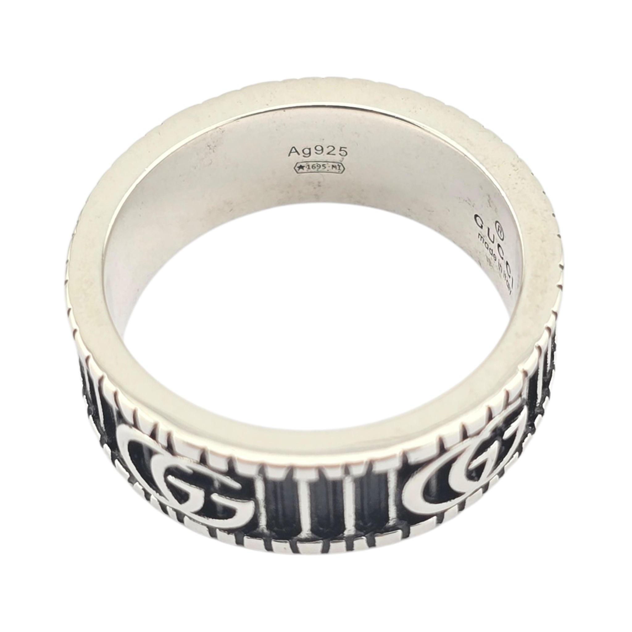 GUCCI GG Marmont Double G Black Sterling Silver Ring GUCCI