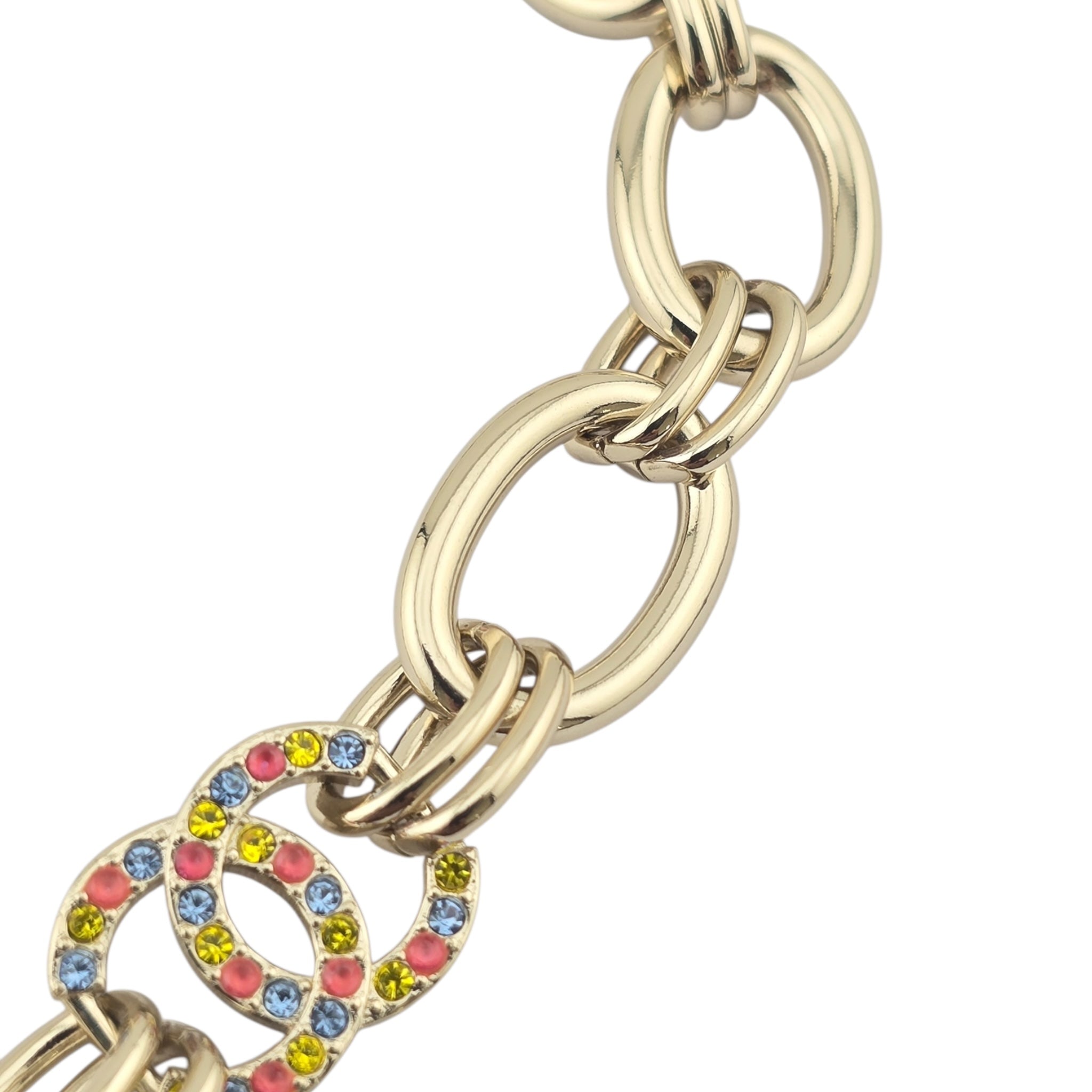 Chanel CC Multicoloured Crystal Pendant Choker Necklace 2023 CHANEL