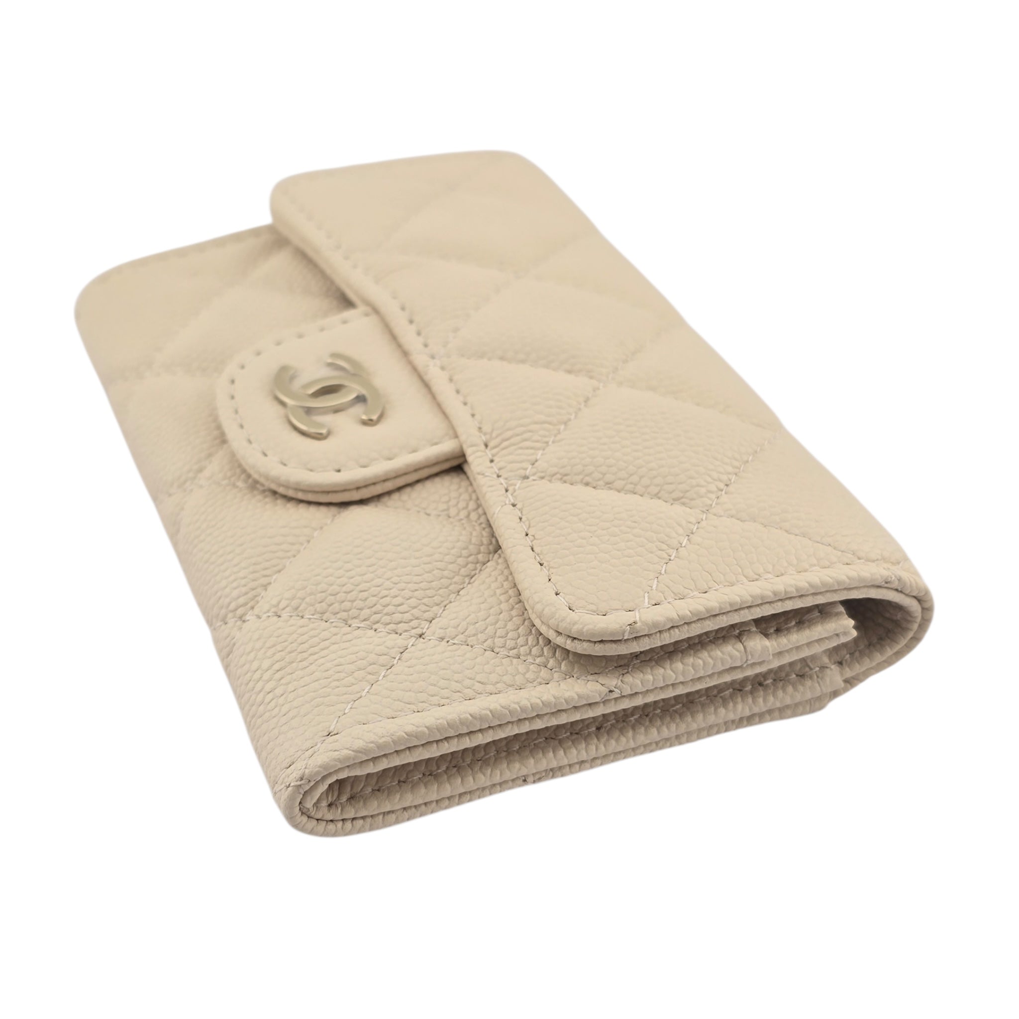 Chanel CC Caviar Beige Classic Flap Cardholder CHANEL