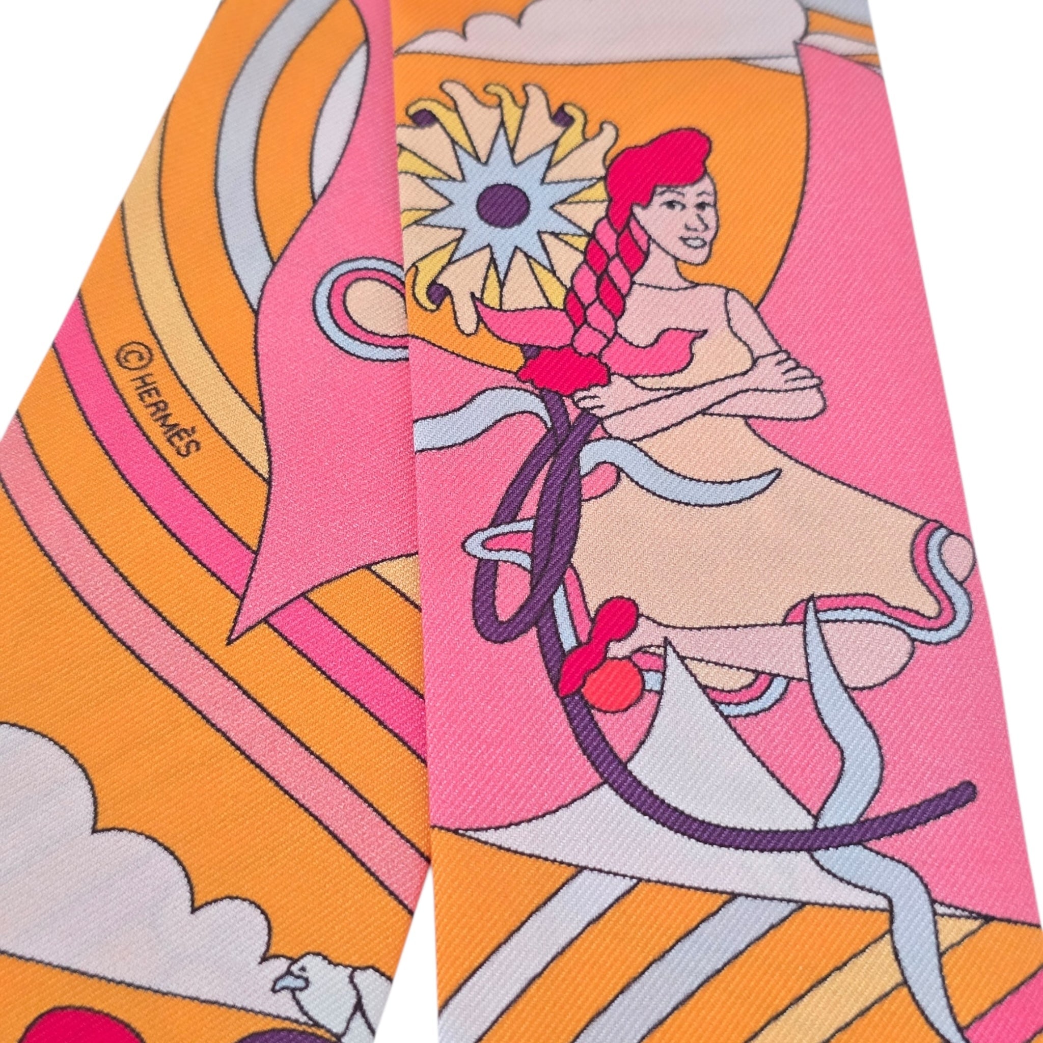 Hermes Silk Twilly Carres Volants Orange Silk HERMES