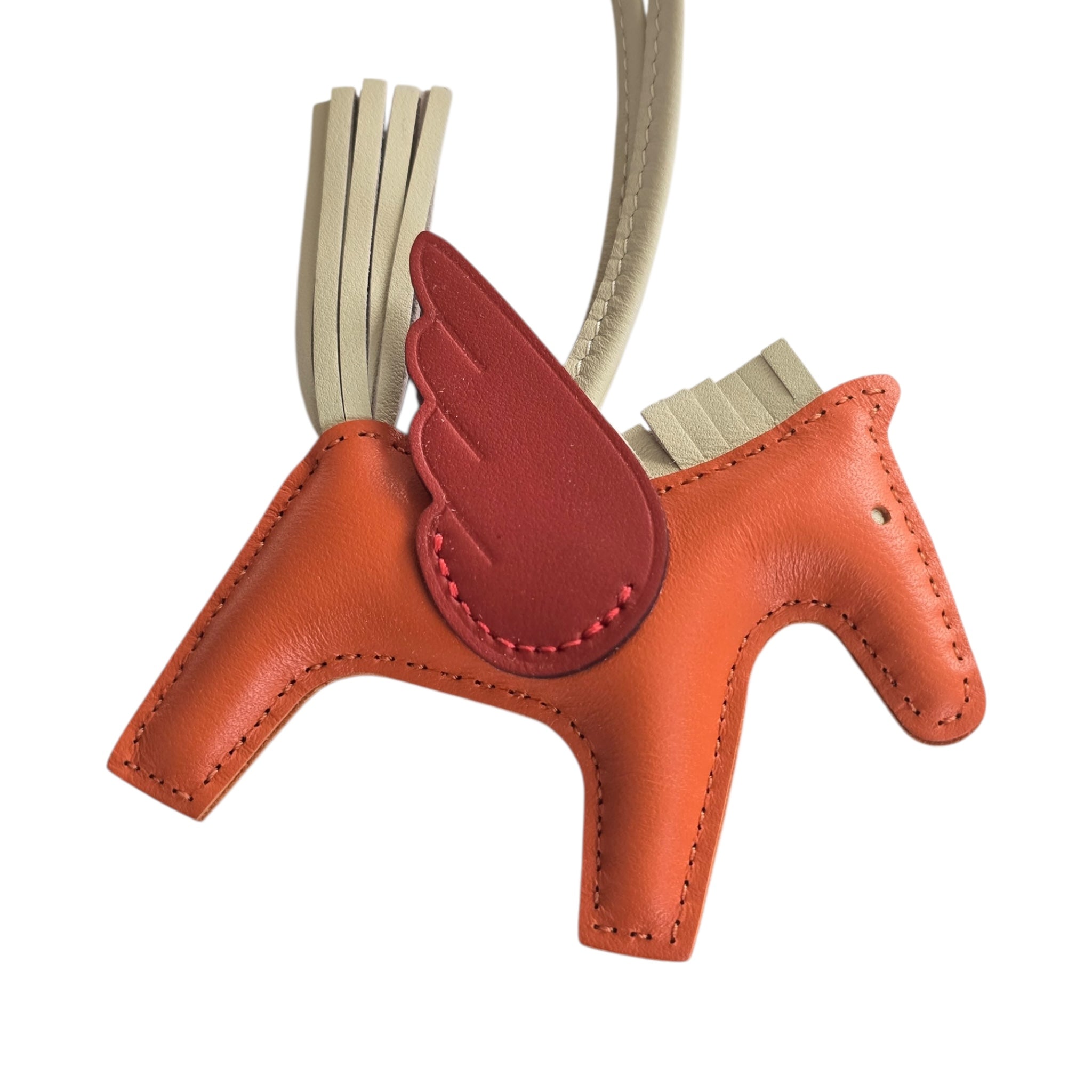 Hermes Rodeo Pegase PM Bag Charm Orange Poppy/Terre Battue/Craie HERMES