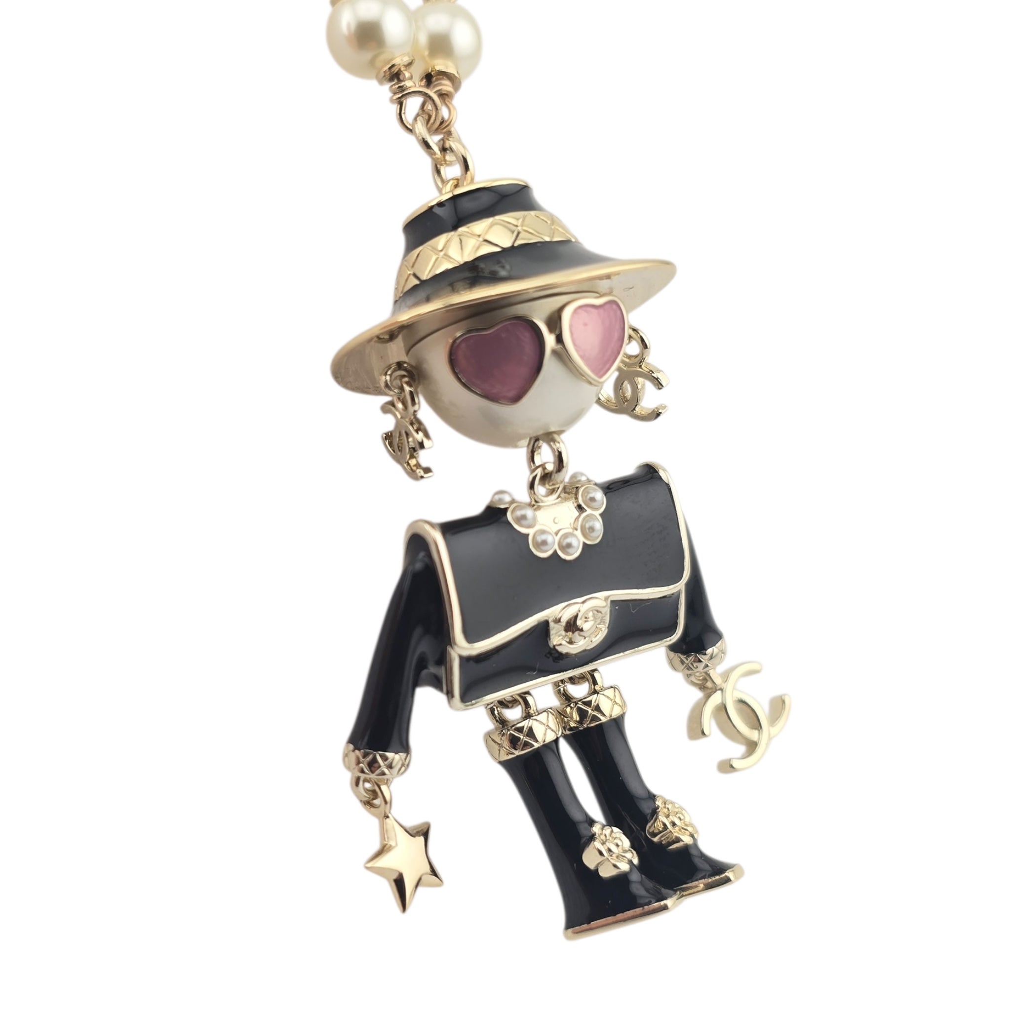 Chanel CC Robot Gabrielle Doll Black Necklace 25B CHANEL