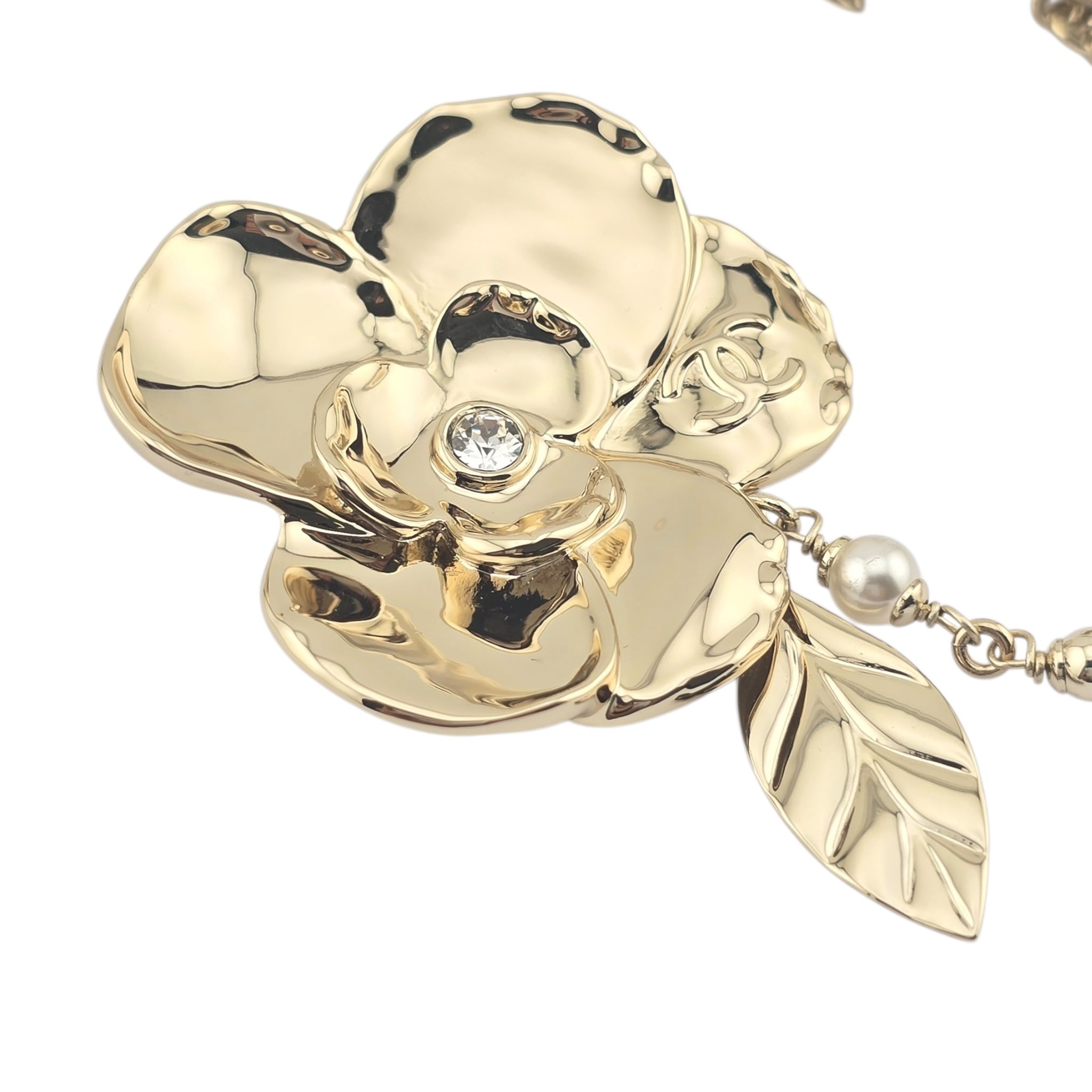 Chanel CC Camelia Chain Gold Brooch 2024 CHANEL