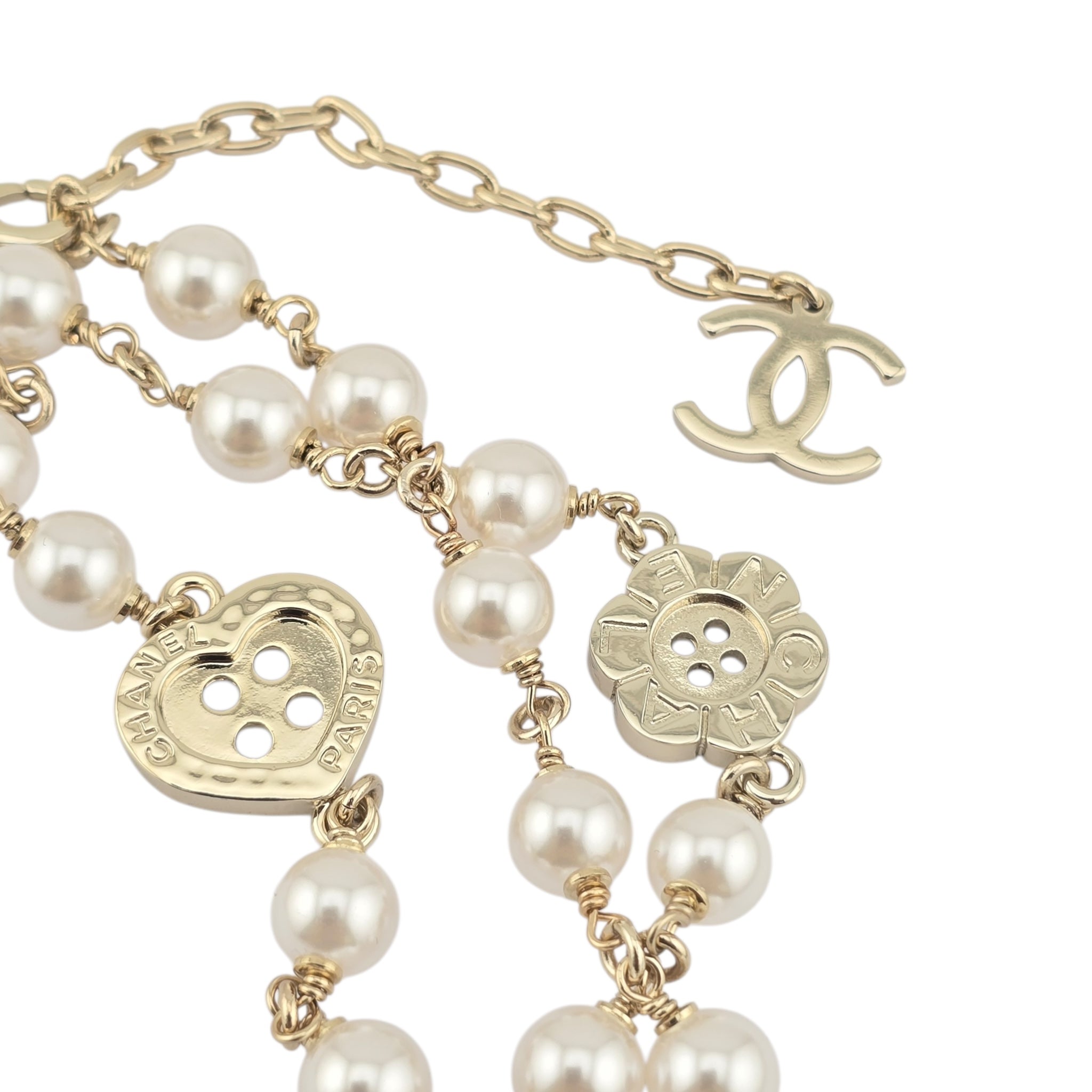Chanel CC Faux Pearl Gold Long Necklace 2026