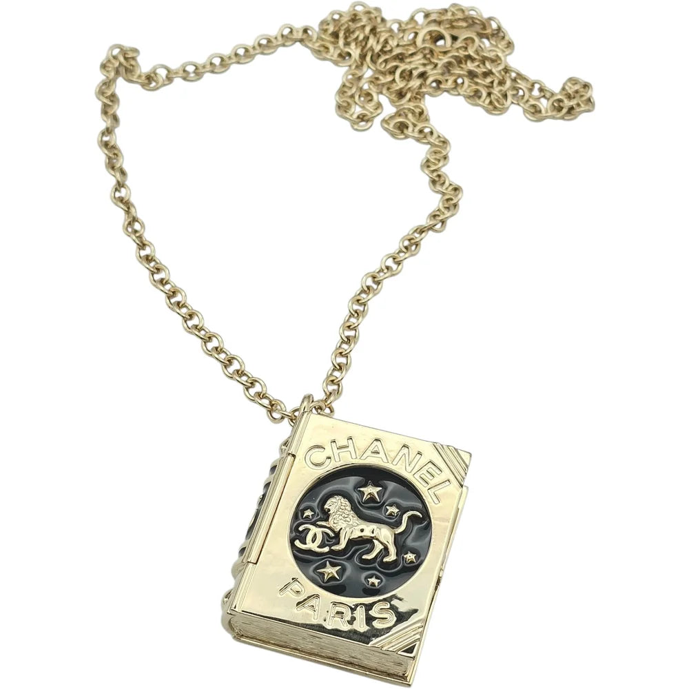 Chanel Enamel Lion Book Locket Pendant Necklace Cruise 2022 CHANEL