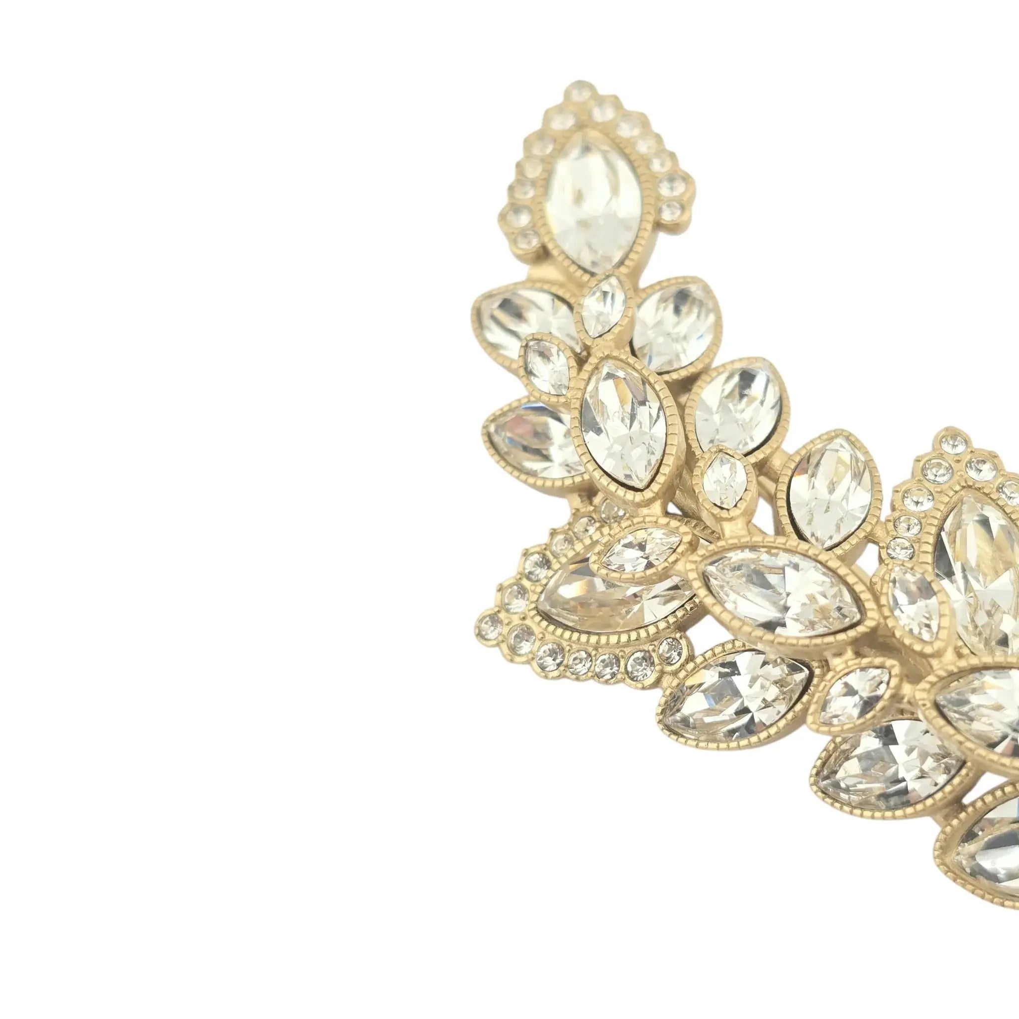 Chanel CC Gold Crystal Leaf Brooch 2024 CHANEL