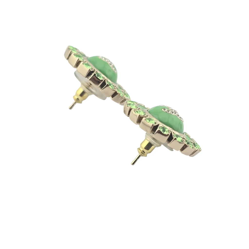 Chanel CC Green Faux Pearl Earrings 2024 CHANEL