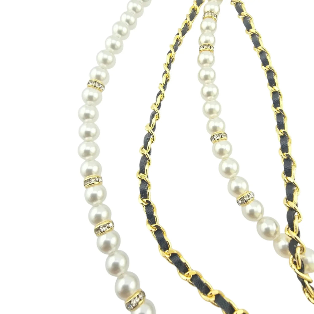 Chanel CC Long Faux Pearl Leather Necklace 2024 CHANEL