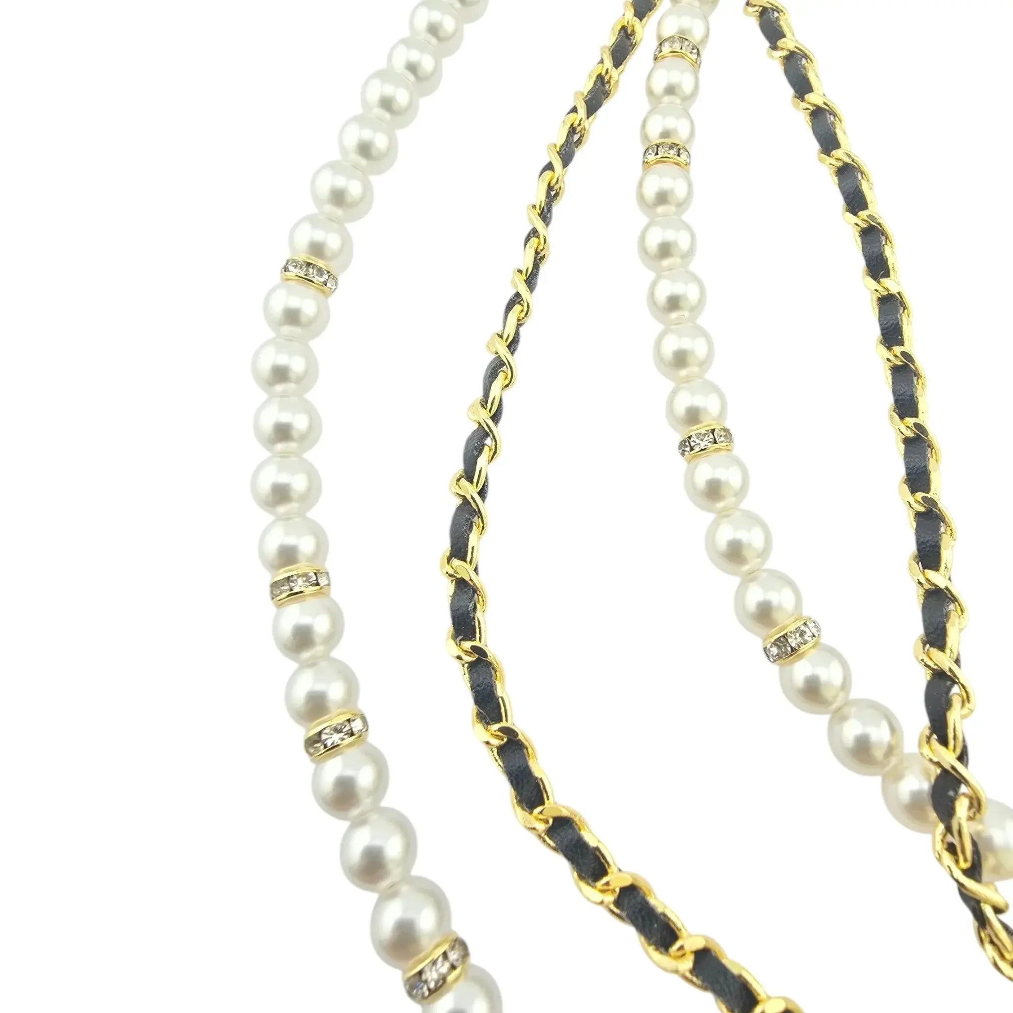 Chanel CC Long Faux Pearl Leather Necklace 2024 CHANEL