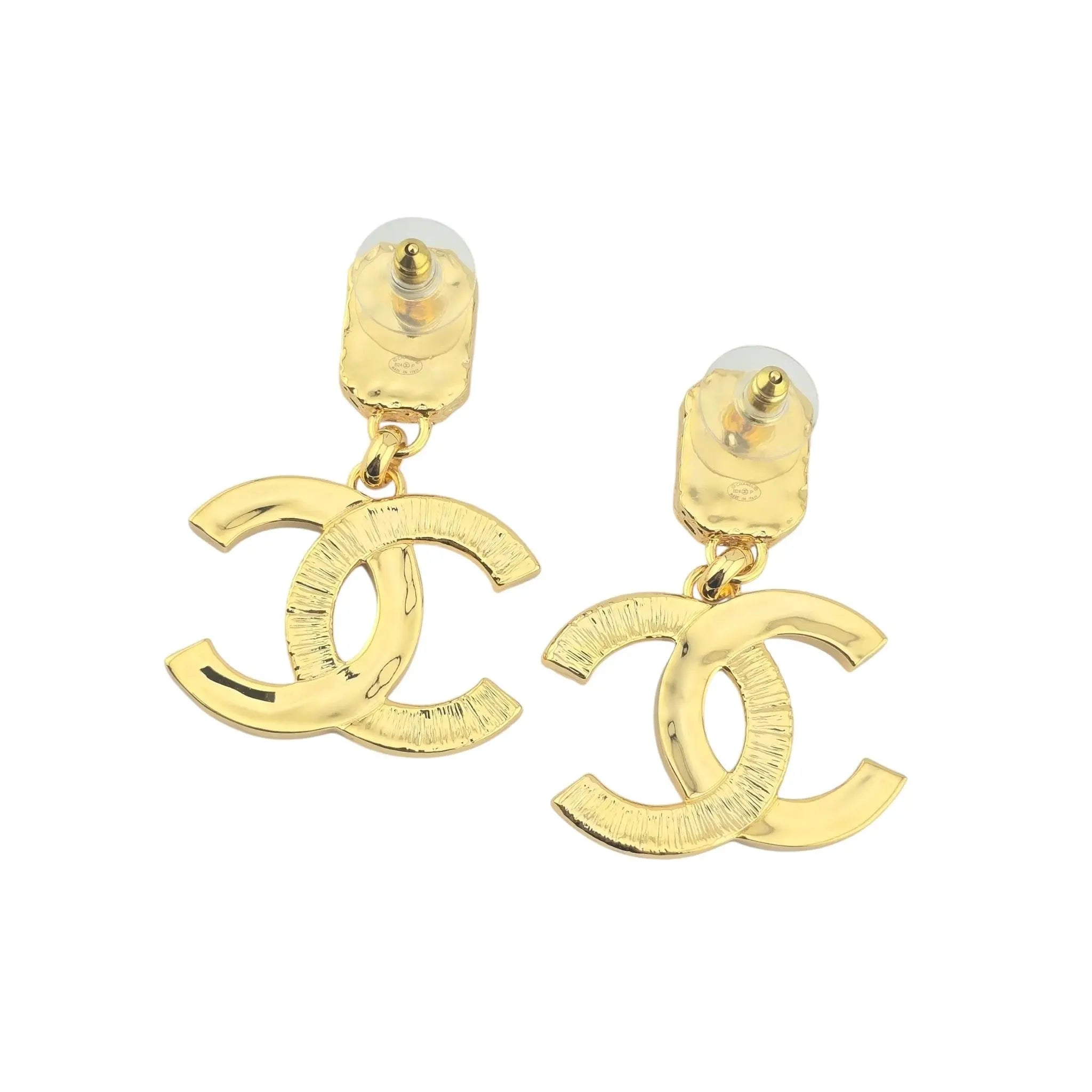 Chanel CC Pendant Gold Red Drop Earrings 2024 CHANEL