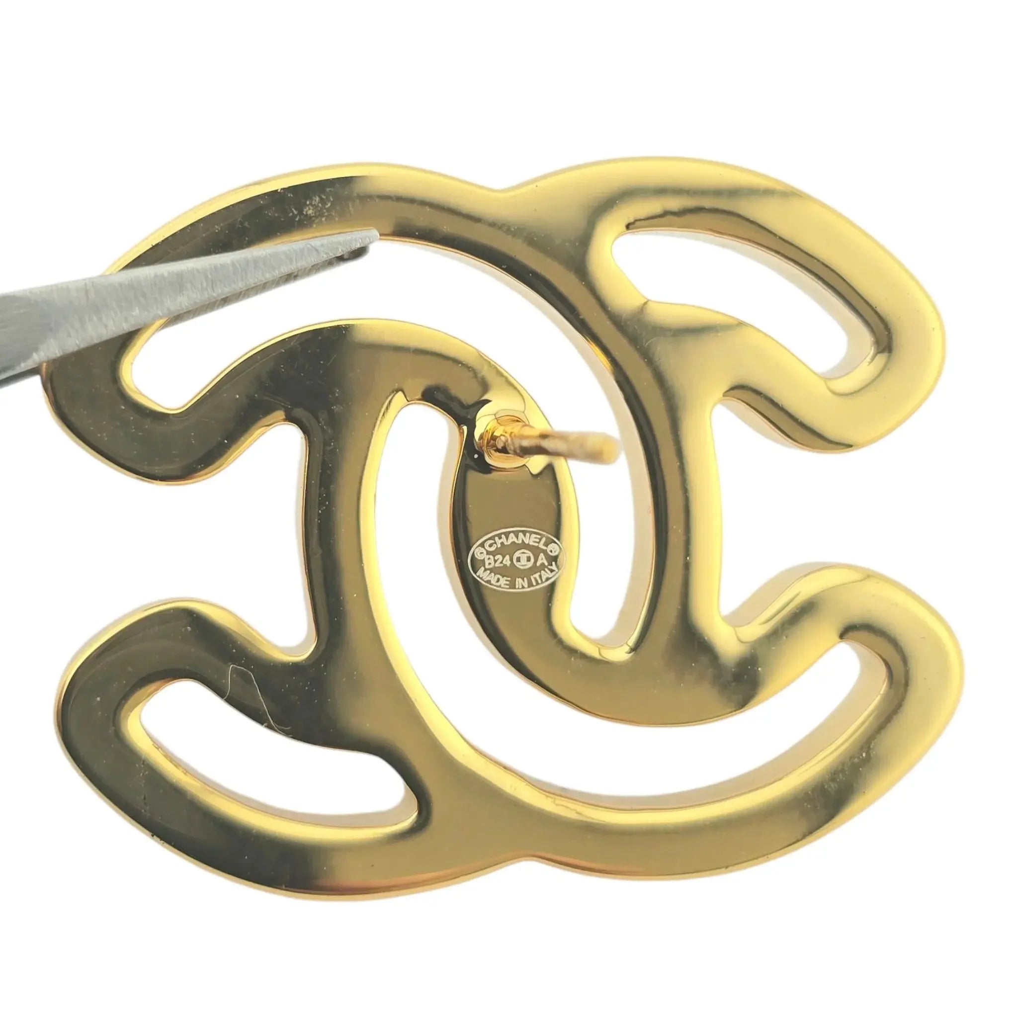 Chanel CC Gold Black Enamel Earrings 2024 CHANEL