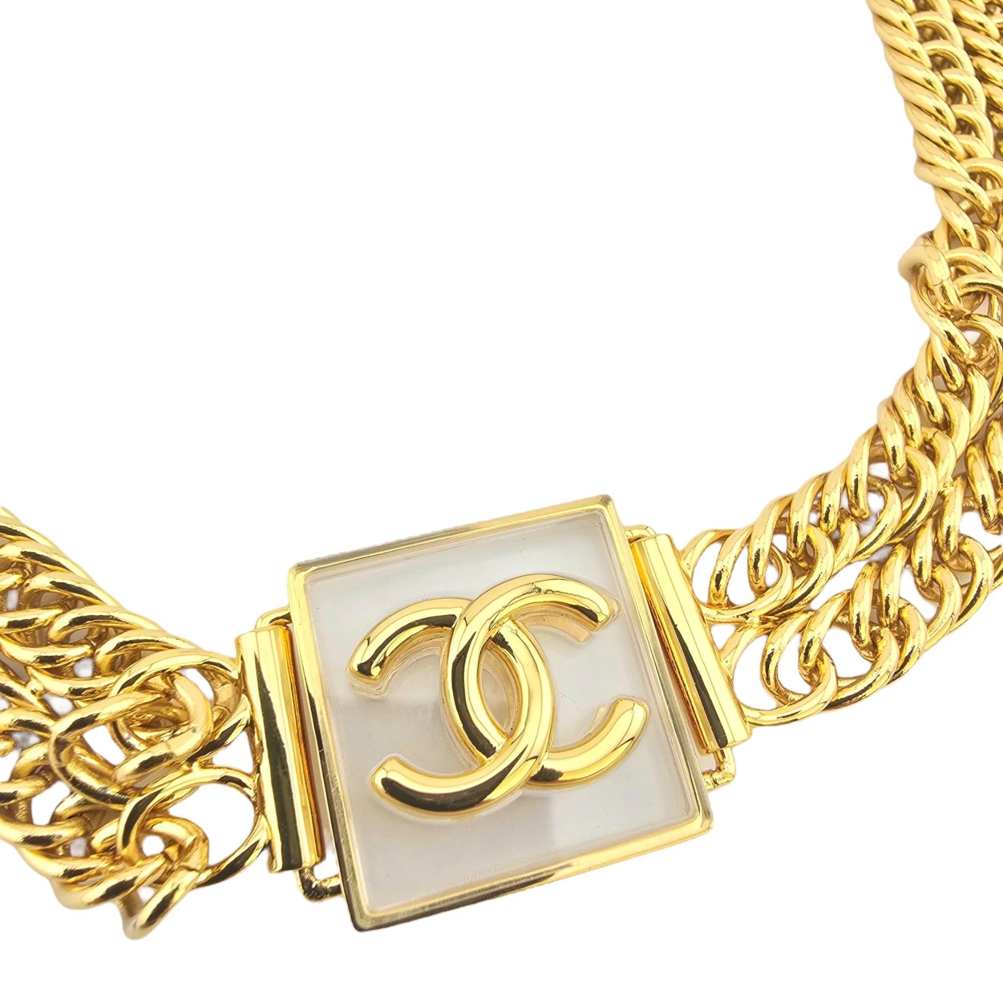 Chanel CC Coco Gold Square Pendant Choker Necklace C2023 CHANEL