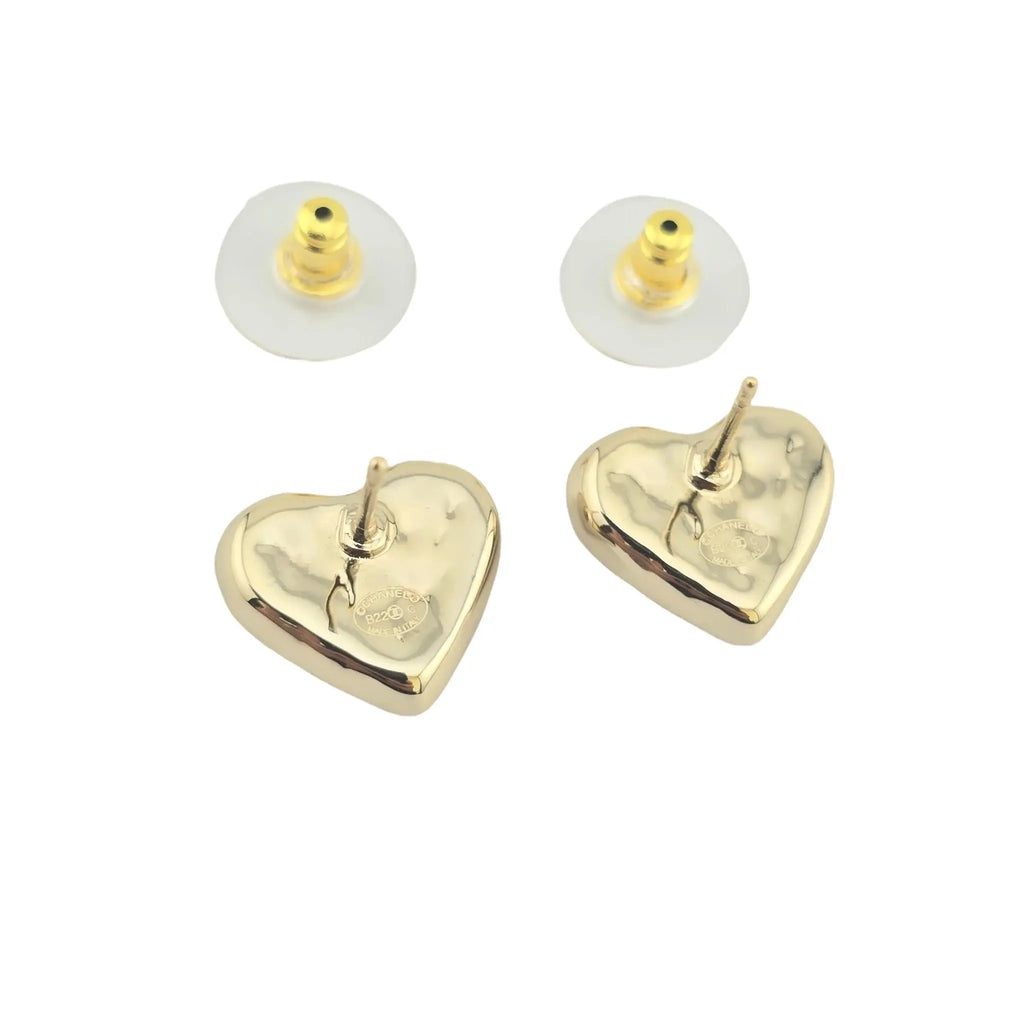 Chanel CC Heart Stud Earrings B22 CHANEL