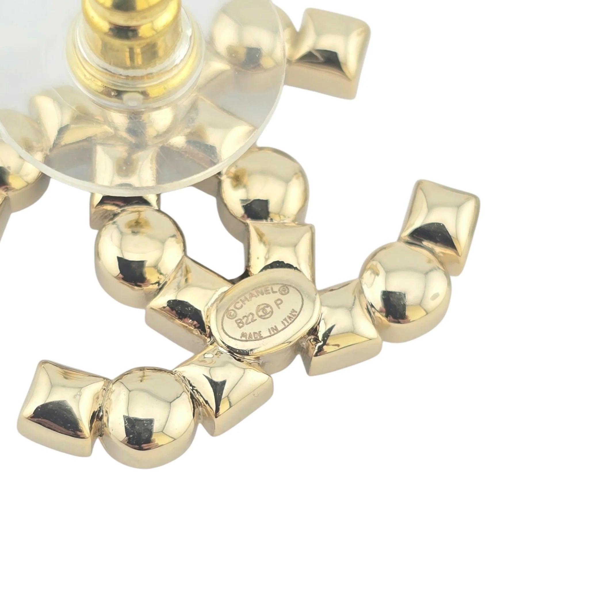 Chanel CC Black Crystal Pearl Stud Earrings 22P CHANEL