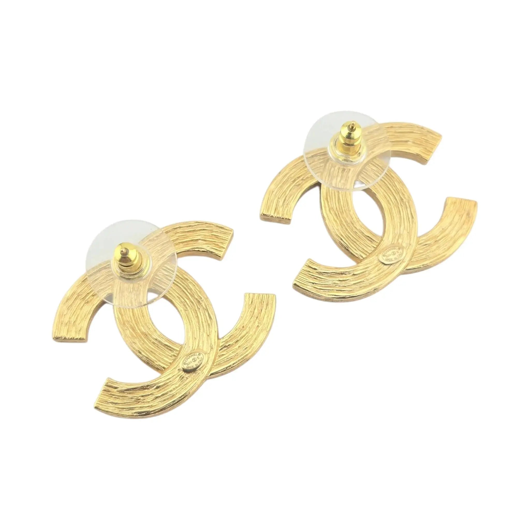 Chanel CC 24S Gold Crystals Stud Earrings CHANEL