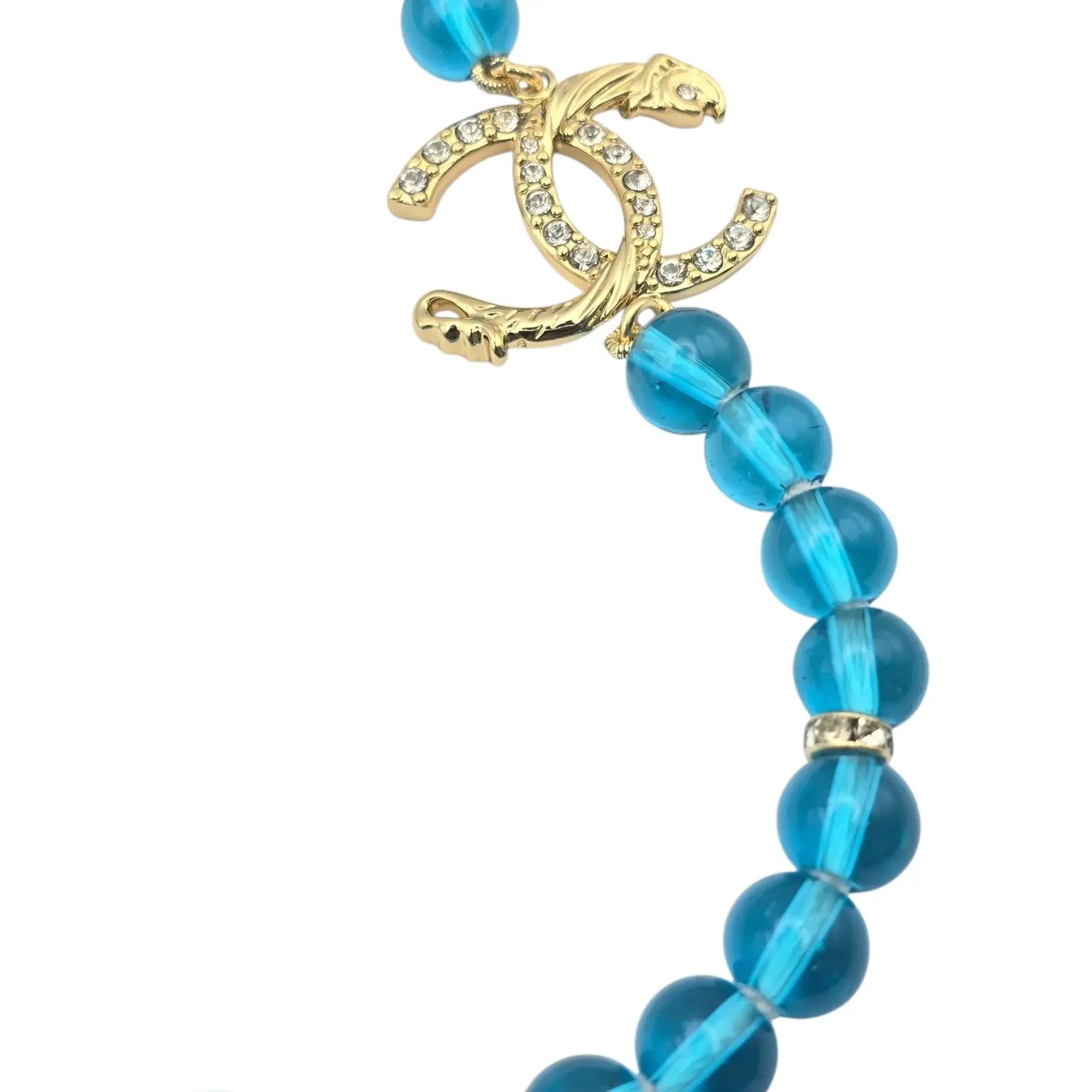 Chanel CC Blue Bead Long Necklace 2023 CHANEL