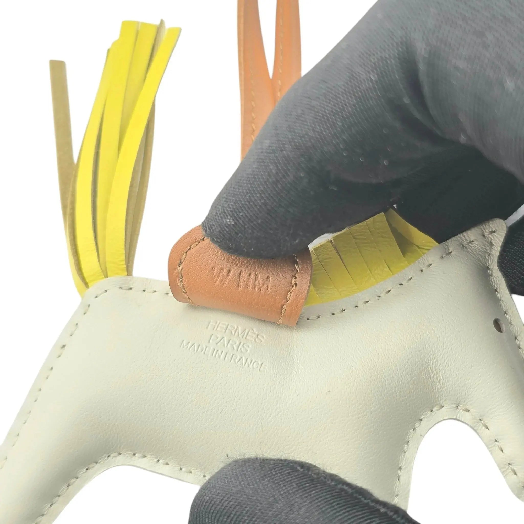 Hermès Rodeo Bag Charm PM Craie, Jaune de Naples and Gold Milo Lambskin and Swift GriGri HERMES