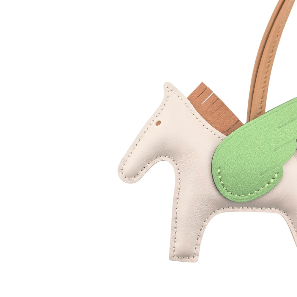 Hermès Pegase Rodeo Bag Charm PM Mauve Pale/Vert Criquet/Gold HERMES