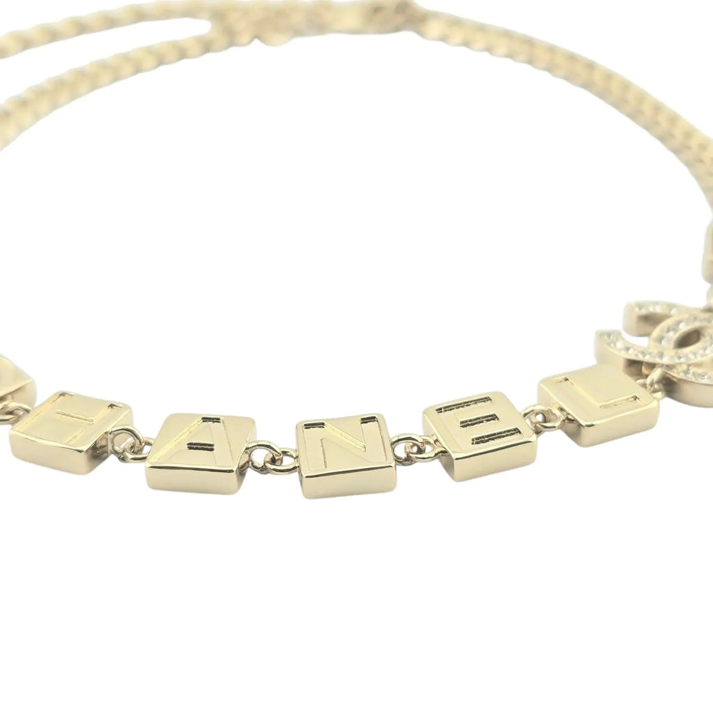 Chanel CC Logo Chain Choker Gold Necklace 2024 CHANEL