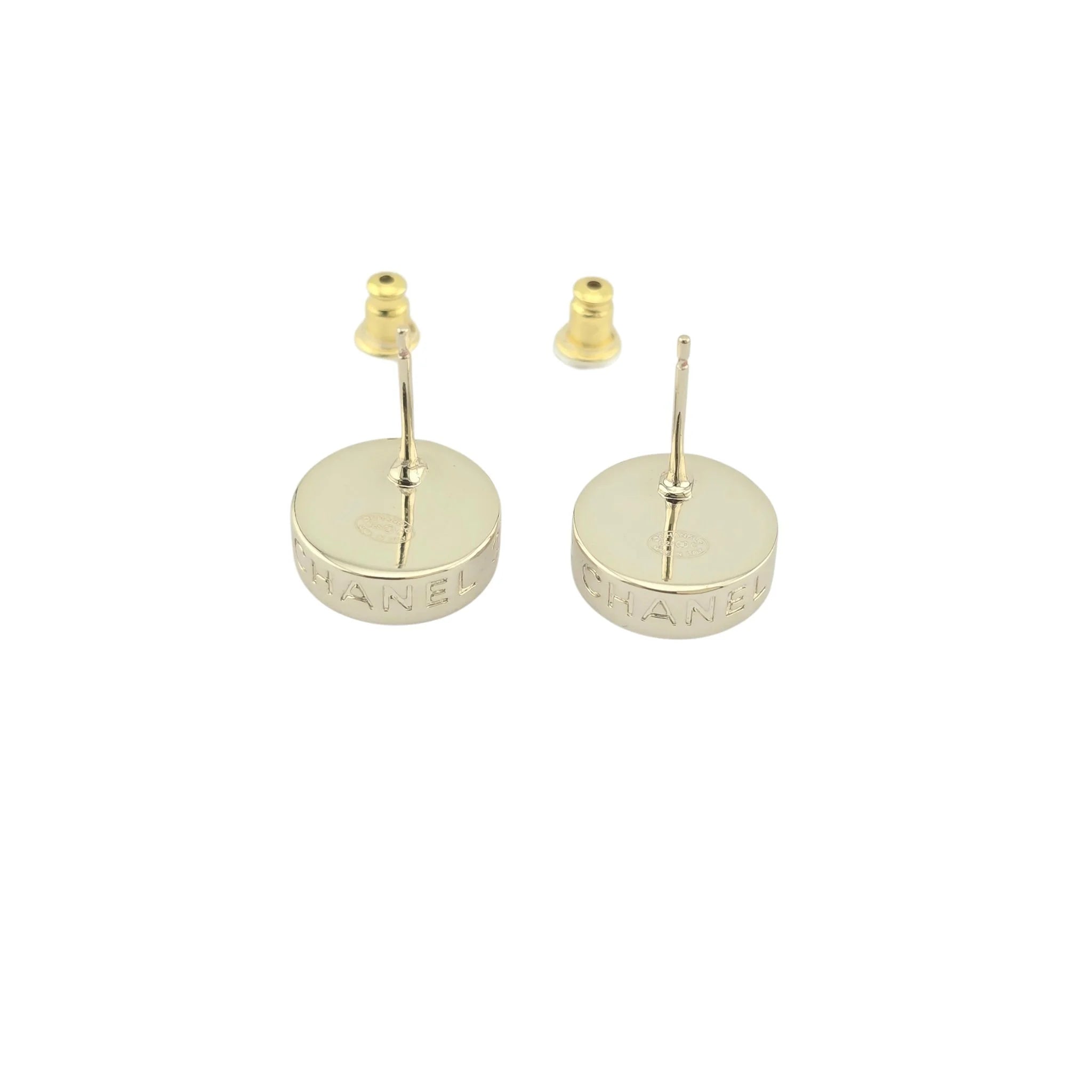Chanel CC Stud Gold Round Earrings 2025 CHANEL