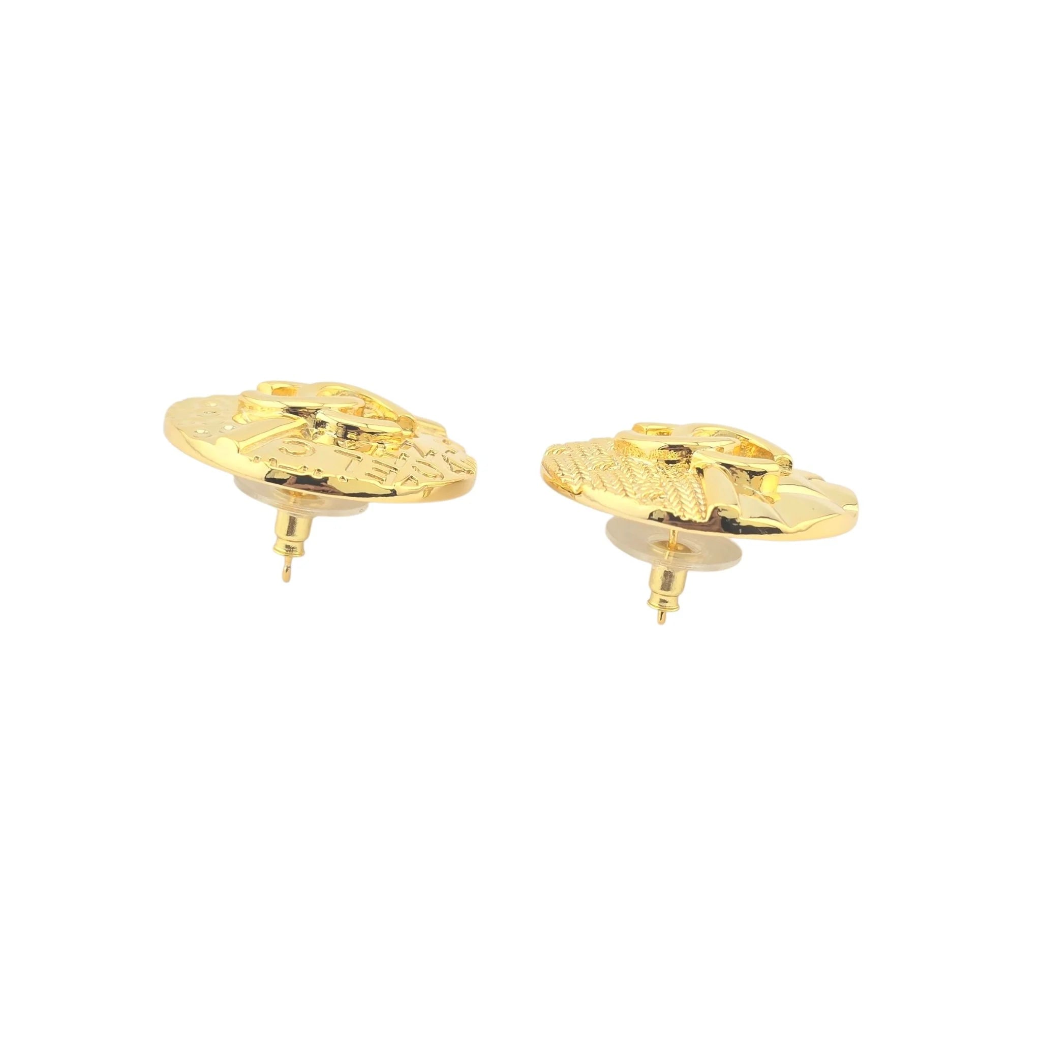 Chanel CC Round Gold Earrings 2024 CHANEL
