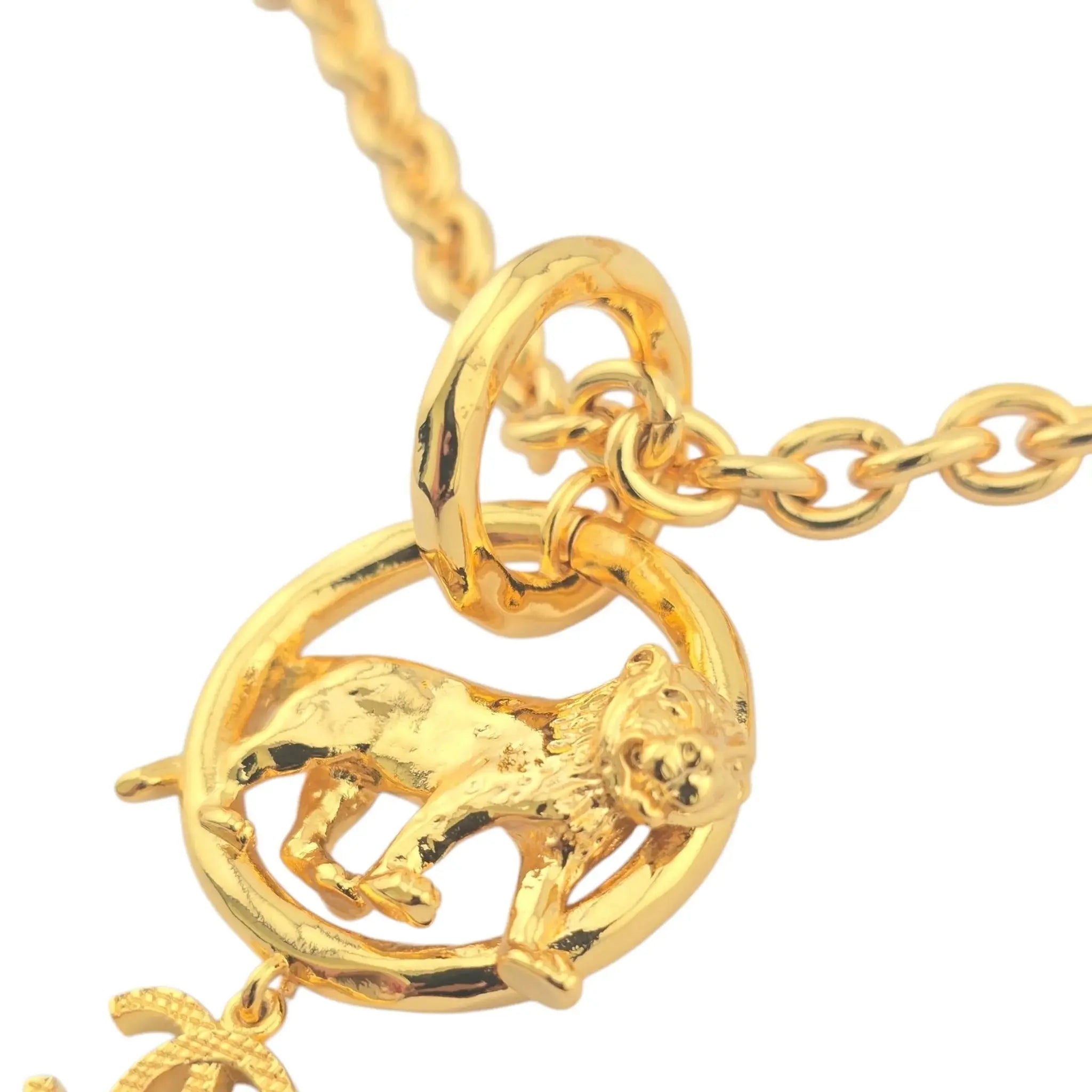 Chanel CC Faux Pearl Gold Lion Necklace 2022 CHANEL